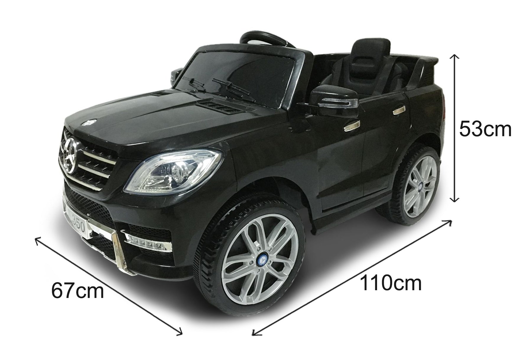 Voiture electrique enfants 12V, Mercedes-Benz ML 350, Noir, avec télécommande de 2,4 Ghz, Licence d'origine, 2x Moteur, Batterie 12V