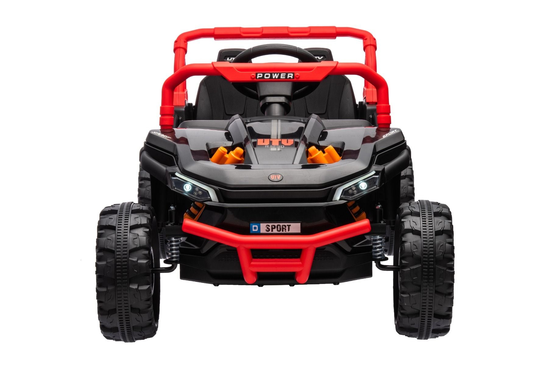 Elektrisches Aufsitzauto UTV Small 12V, schwarz, Hinterradantrieb, 12V Batterie, Kunststoffräder, Breiter Doppelsitz für nur ein Kind, 2,4 GHz Fernbedienung, MP3-Player mit USB/SD-Eingang, LED-Leuchten