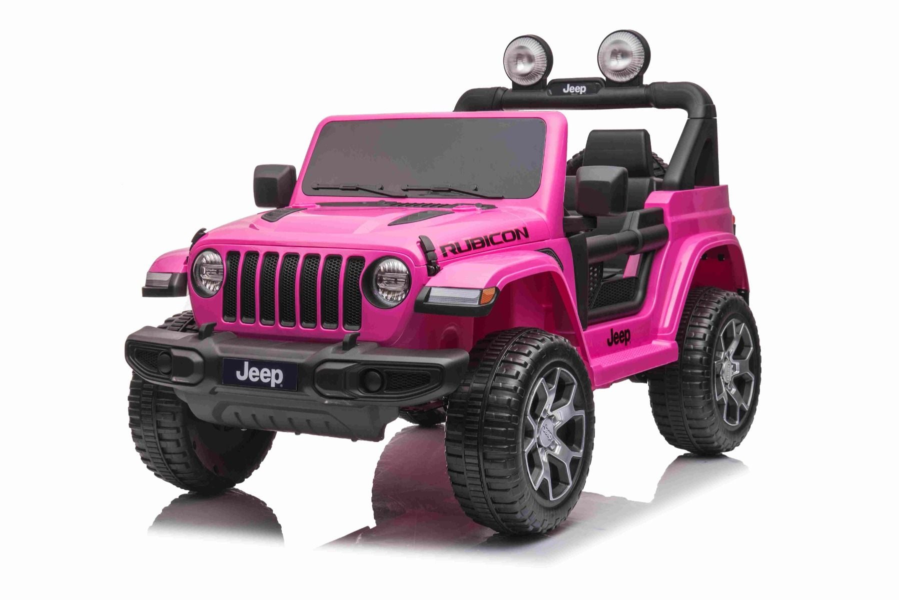RIRICAR Elektroauto für Kinder 12V Jeep Wrangler, Rosa, kinder elektroauto 2 sitzer mit 2,4-GHz-Fernbedienung, Radio mit Bluetooth- und USB-Eingang, Lithium-Akku, Eva-Räder, elektrofahrzeug kinder ab 3-8 jahre
