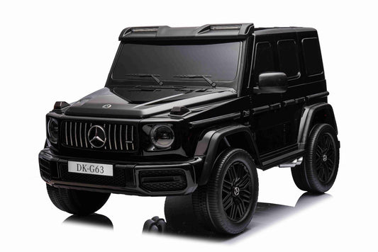 4x4² Kinder Elektroauto 12V 2 sitzer Mercedes-Benz G63 AMG , schwarz, MP3-Player mit USB/AUX-Eingang, 4x4-Antrieb, Batterie 12V14Ah, gefederte EVA-Räder, Kunstledersitze, Fernbedienung, Lizenziert