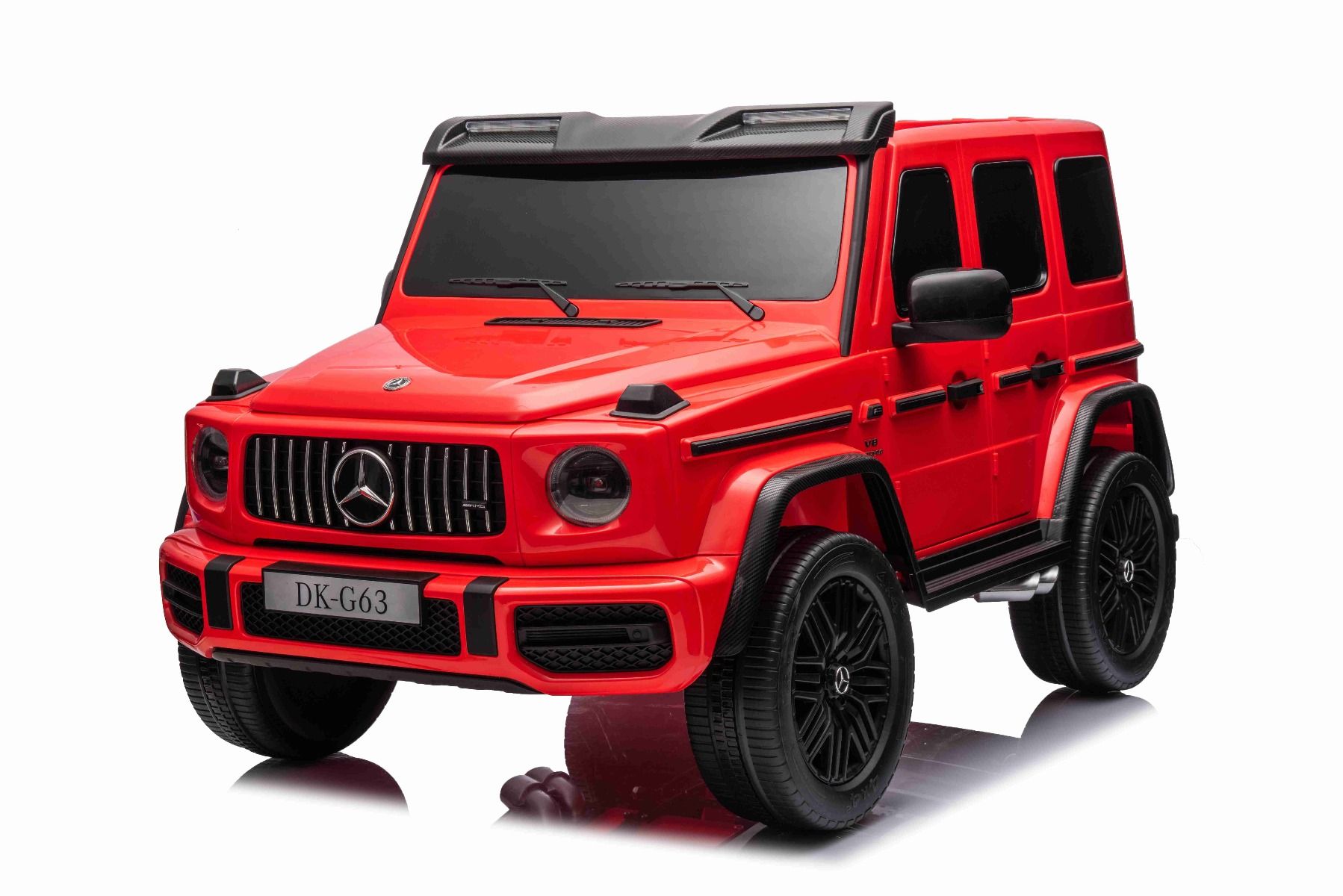 Elektro-Kinderauto Mercedes-Benz G63 AMG 4x4² Zweisitzer 12V, rot , MP3-Player mit USB/AUX-Eingang, 4x4-Antrieb, Batterie 12V14Ah, gefederte EVA-Räder, Kunstledersitze, Fernbedienung, Lizenziert
