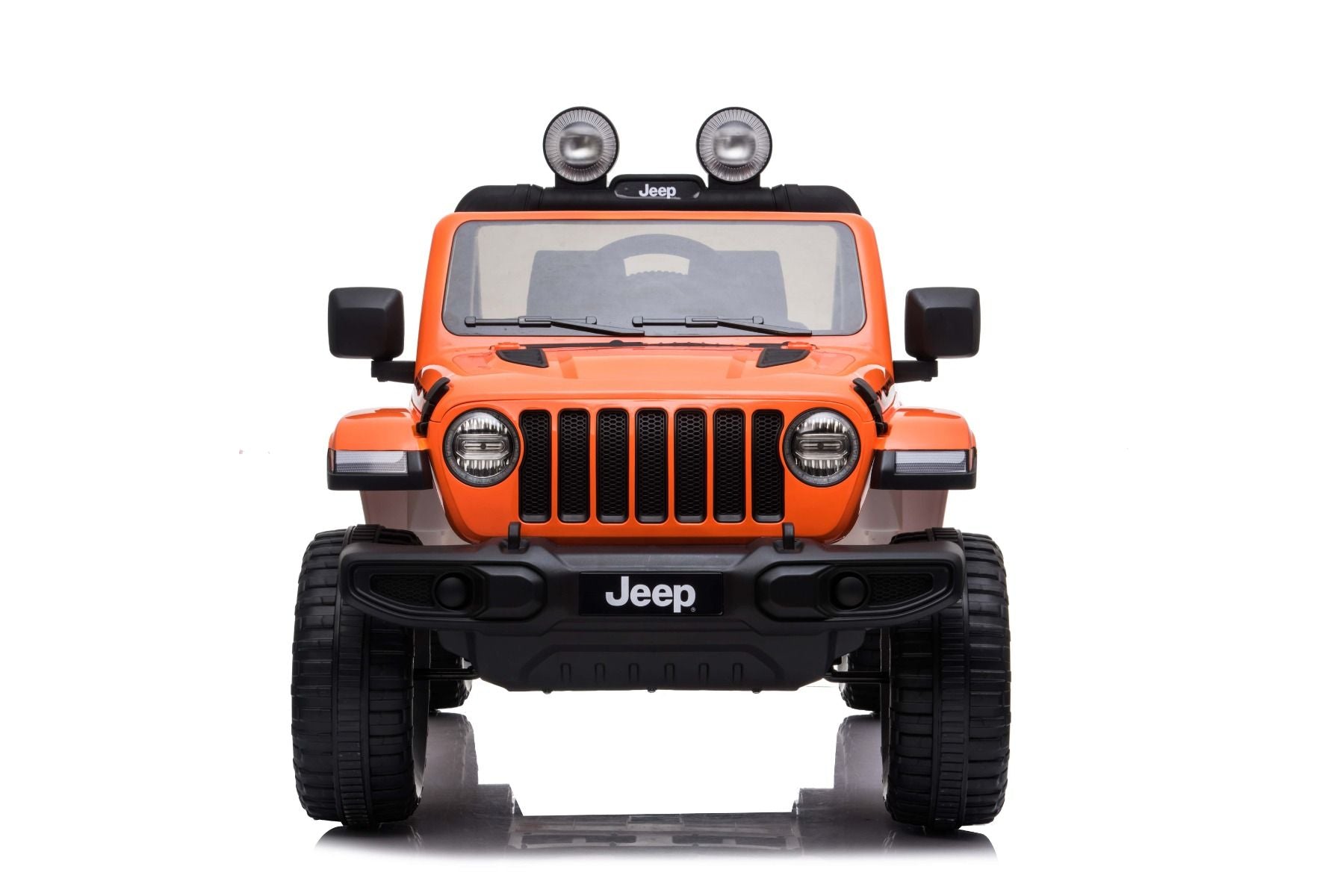 RIRICAR Elektroauto für Kinder 12V Jeep Wrangler, Orange, kinder elektroauto 2 sitzer mit 2,4-GHz-Fernbedienung, Radio mit Bluetooth- und USB-Eingang, Lithium-Akku, Eva-Räder, elektrofahrzeug kinder ab 3-8 jahre