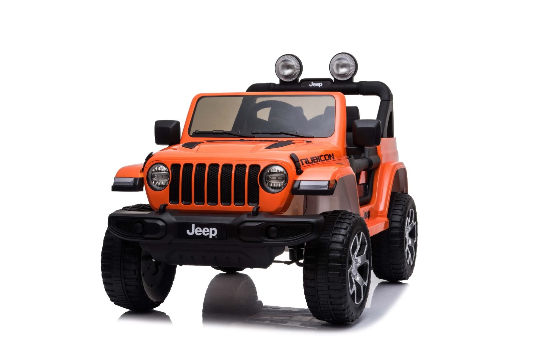 RIRICAR Elektroauto für Kinder 12V Jeep Wrangler, Orange, kinder elektroauto 2 sitzer mit 2,4-GHz-Fernbedienung, Radio mit Bluetooth- und USB-Eingang, Lithium-Akku, Eva-Räder, elektrofahrzeug kinder ab 3-8 jahre
