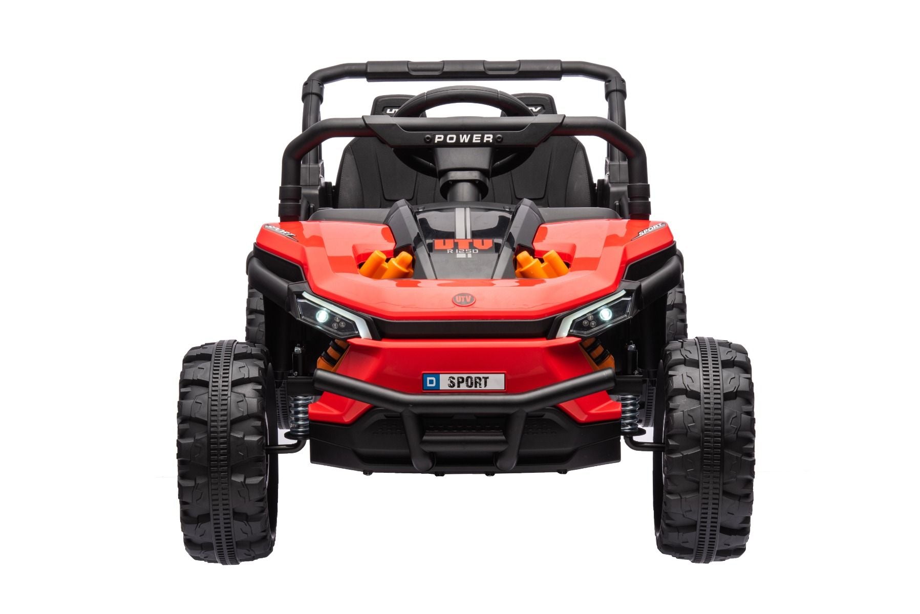 Elektrisches Aufsitzauto UTV Small 12V, rot, Hinterradantrieb, 12V Batterie, Kunststoffräder, Breiter Doppelsitz für nur ein Kind, 2,4 GHz Fernbedienung, MP3-Player mit USB/SD-Eingang, LED-Leuchten