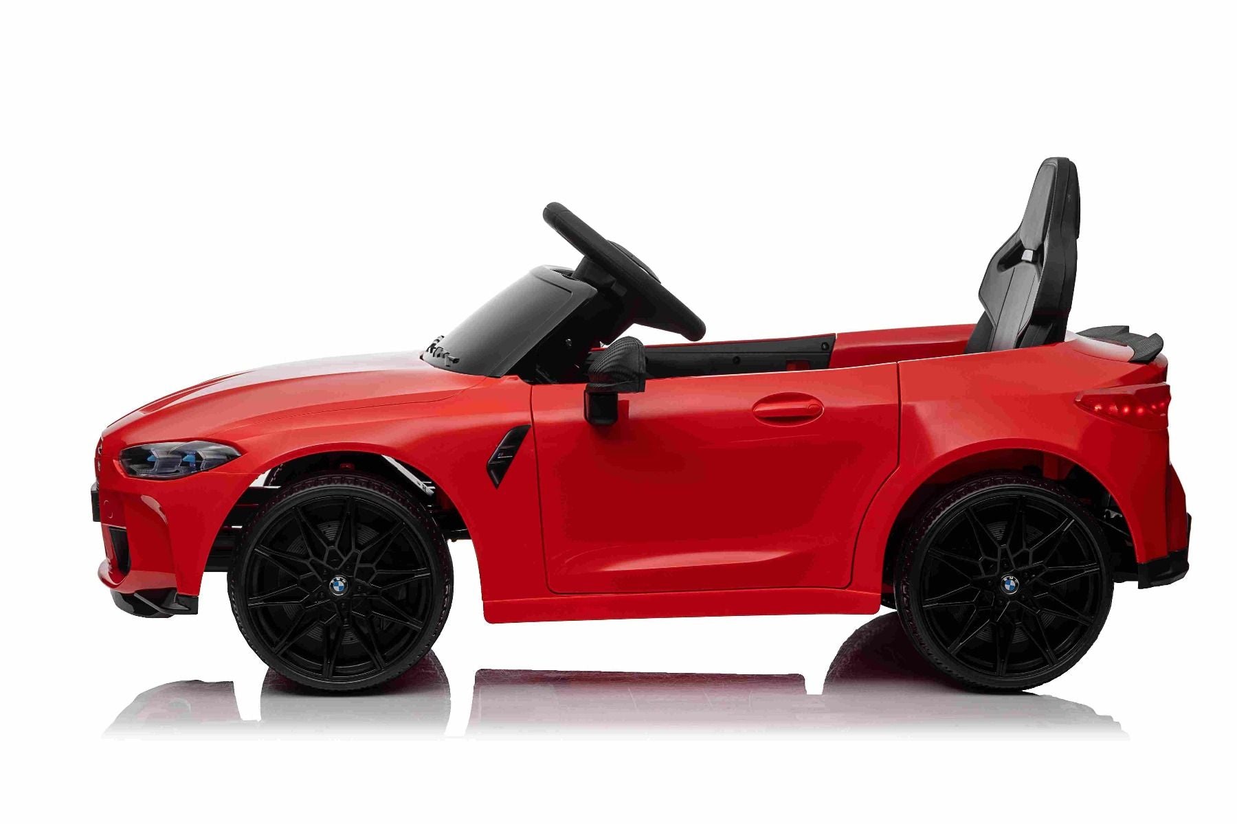 Elektro-Rutschauto BMW M4, rot, 2,4-GHz-Fernbedienung, USB-/Aux-Eingang, Federung, 12-V-Batterie, LED-Leuchten, 2 x Motor, ORIGINAL-Lizenz