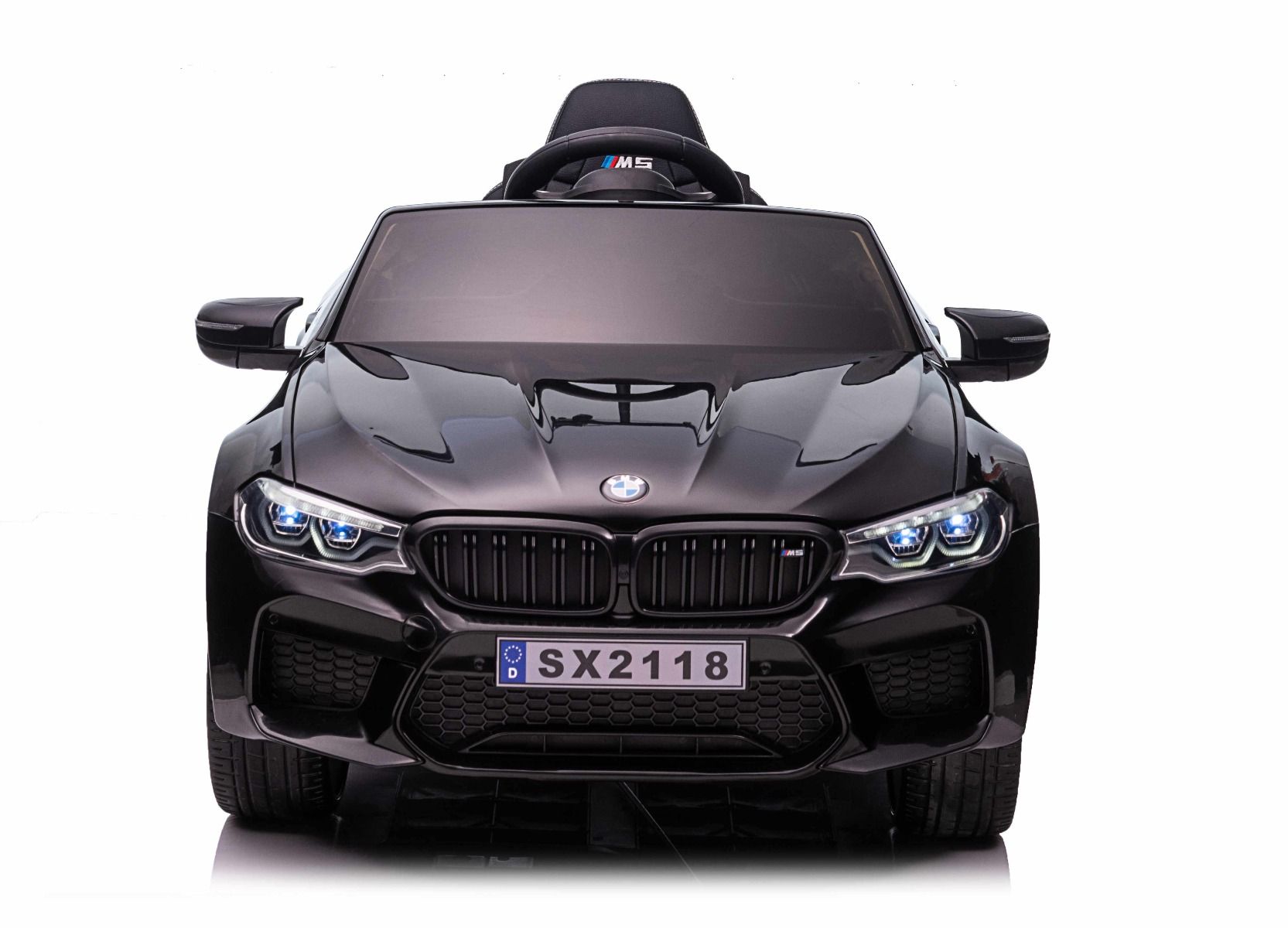 Kinder-Elektroauto BMW M5, schwarz, Originallizenz, 24V Batterie, mit öffnenden Türen, 2,4-GHz-Fernbedienung, weiche EVA-Räder, LED-Leuchten, Sanftanlauf, MP3-Player mit USB-Eingang