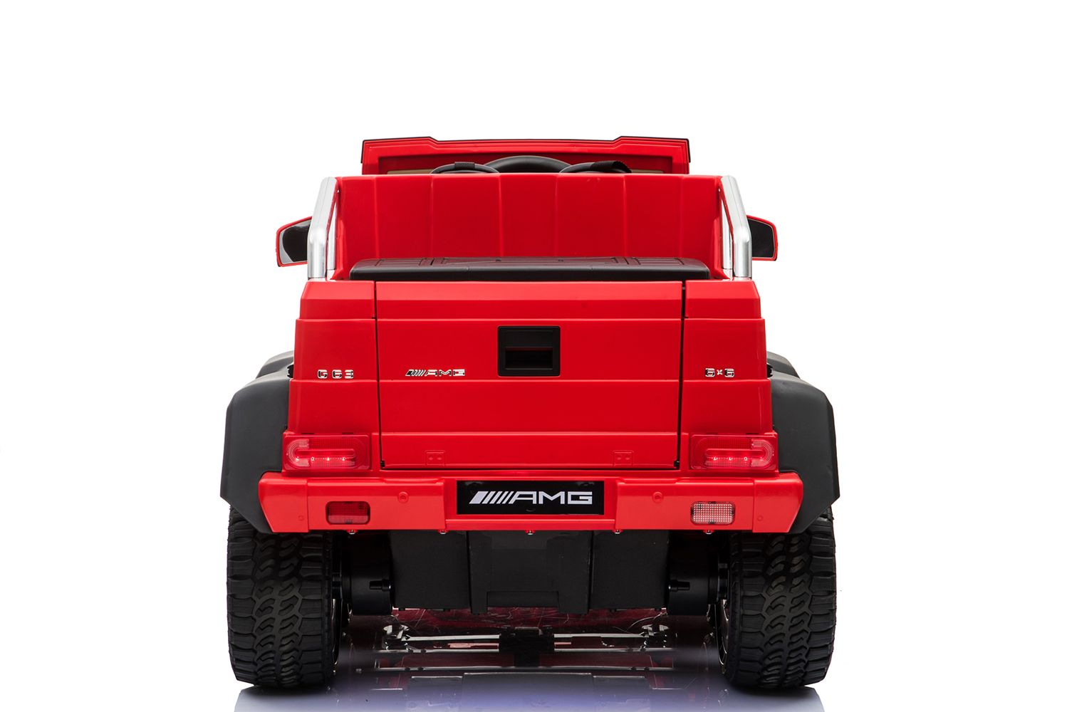 Elektro-Spielzeugauto Mercedes-Benz G63 6X6, LCD-Bildschirm, Bodenleuchten, 2,4 GHz, 12V/14AH, Abnehmbare Batterie, 4 X MOTOR, Fernbedienung, Doppelsofa, EVA Räder, Servomotor, Zwei Pedale, Rot Lackiert, Einsitzer