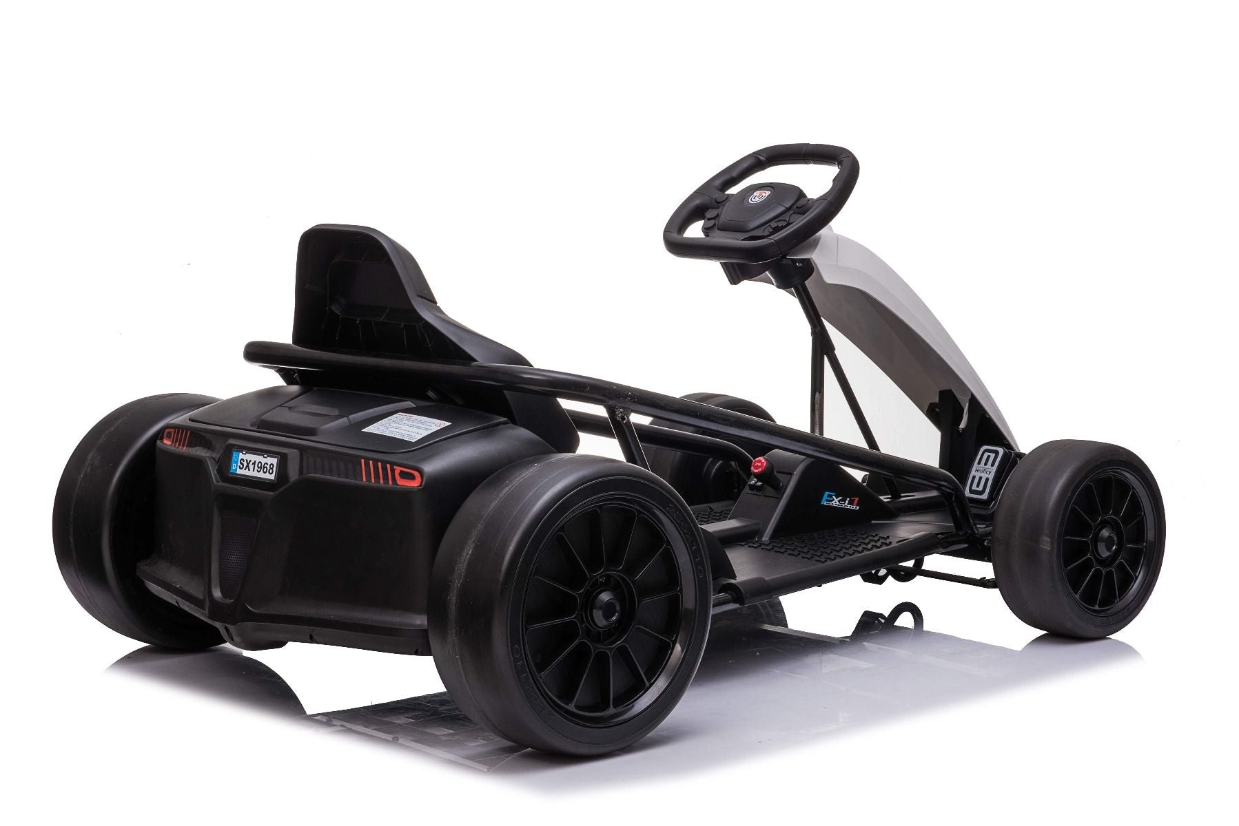 Driftkart DRIFT-CAR 24V, Weiss, glatte Drifträder, 2 x 350W Motor, Driftmodus bei 13 km / h, 24V Batterie, solide Konstruktion