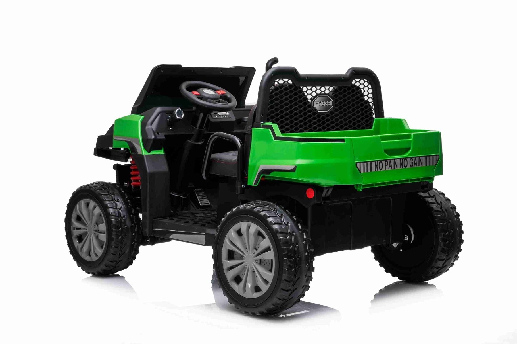 Farm Elektroauto Kinder RIDER 4X4 mit Vierradantrieb, 2x12V Batterie, EVA-Räder, Federachsen, 2,4 GHz Fernbedienung, Zweisitzer, MP3-Player mit USB/SD-Eingang, Bluetooth