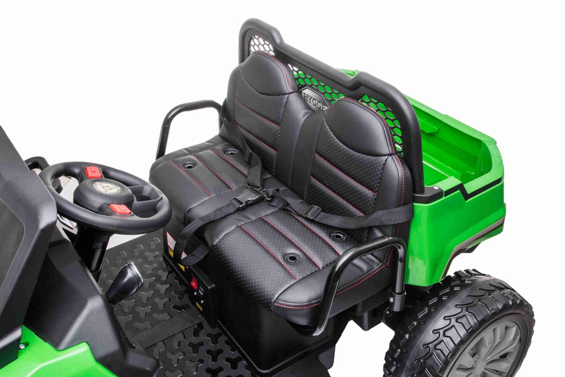 Farm Elektroauto Kinder RIDER 4X4 mit Vierradantrieb, 2x12V Batterie, EVA-Räder, Federachsen, 2,4 GHz Fernbedienung, Zweisitzer, MP3-Player mit USB/SD-Eingang, Bluetooth