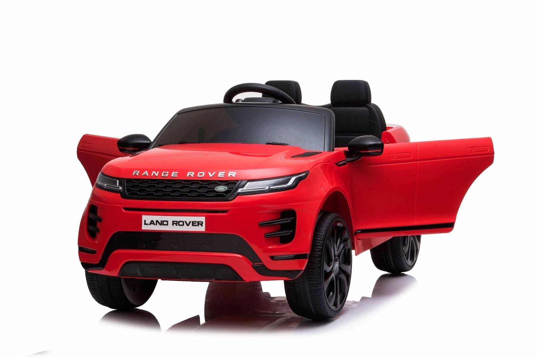 Elektroauto für Kinder Range Rover EVOQUE, Einsitzer, rot, Kunstledersitz, MP3-Player mit USB-Eingang, 4x4-Antrieb, 12V10Ah-Batterie, EVA-Räder, Hinterradaufhängung, Schlüsselstart, 2,4-GHz-Bluetooth-Fernbedienung, lizenziert