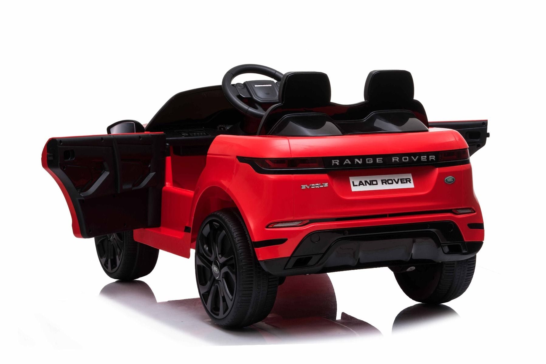 Elektroauto für Kinder Range Rover EVOQUE, Einsitzer, rot, Kunstledersitz, MP3-Player mit USB-Eingang, 4x4-Antrieb, 12V10Ah-Batterie, EVA-Räder, Hinterradaufhängung, Schlüsselstart, 2,4-GHz-Bluetooth-Fernbedienung, lizenziert