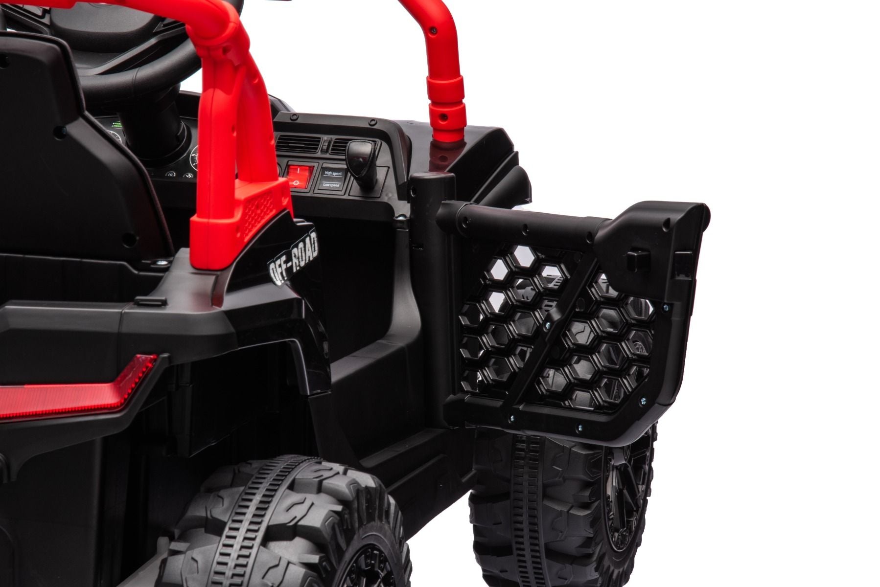 Elektrisches Aufsitzauto UTV Small 12V, schwarz, Hinterradantrieb, 12V Batterie, Kunststoffräder, Breiter Doppelsitz für nur ein Kind, 2,4 GHz Fernbedienung, MP3-Player mit USB/SD-Eingang, LED-Leuchten