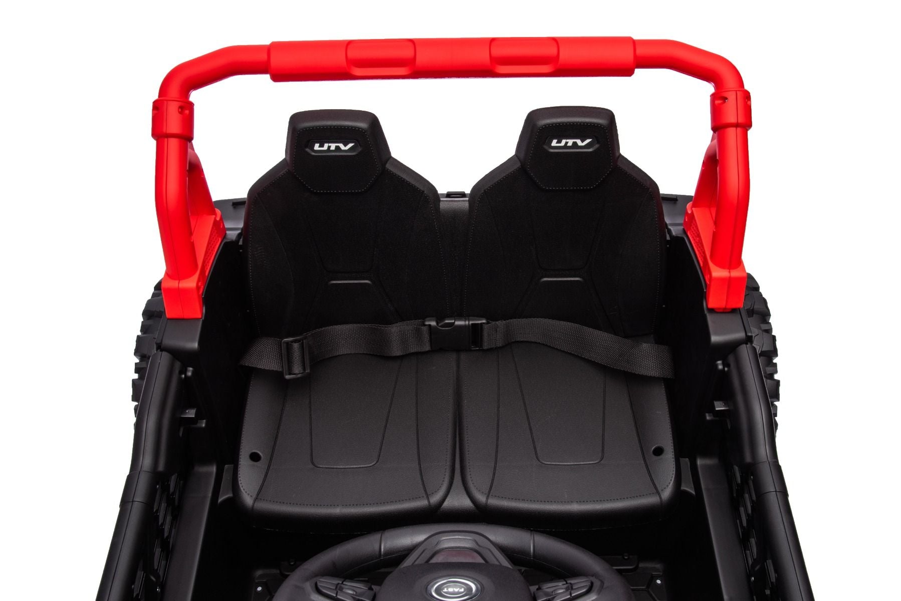 Elektrisches Aufsitzauto UTV Small 12V, schwarz, Hinterradantrieb, 12V Batterie, Kunststoffräder, Breiter Doppelsitz für nur ein Kind, 2,4 GHz Fernbedienung, MP3-Player mit USB/SD-Eingang, LED-Leuchten