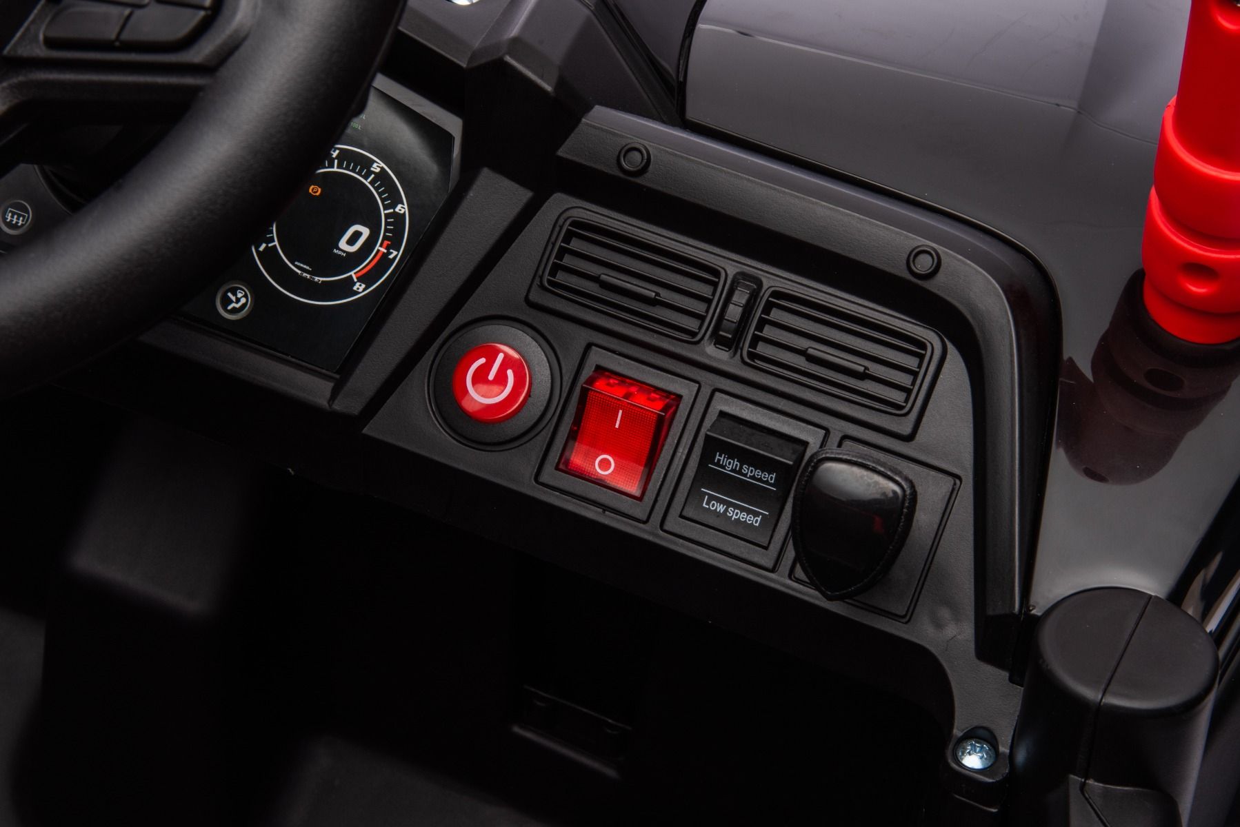 Elektrisches Aufsitzauto UTV Small 12V, schwarz, Hinterradantrieb, 12V Batterie, Kunststoffräder, Breiter Doppelsitz für nur ein Kind, 2,4 GHz Fernbedienung, MP3-Player mit USB/SD-Eingang, LED-Leuchten