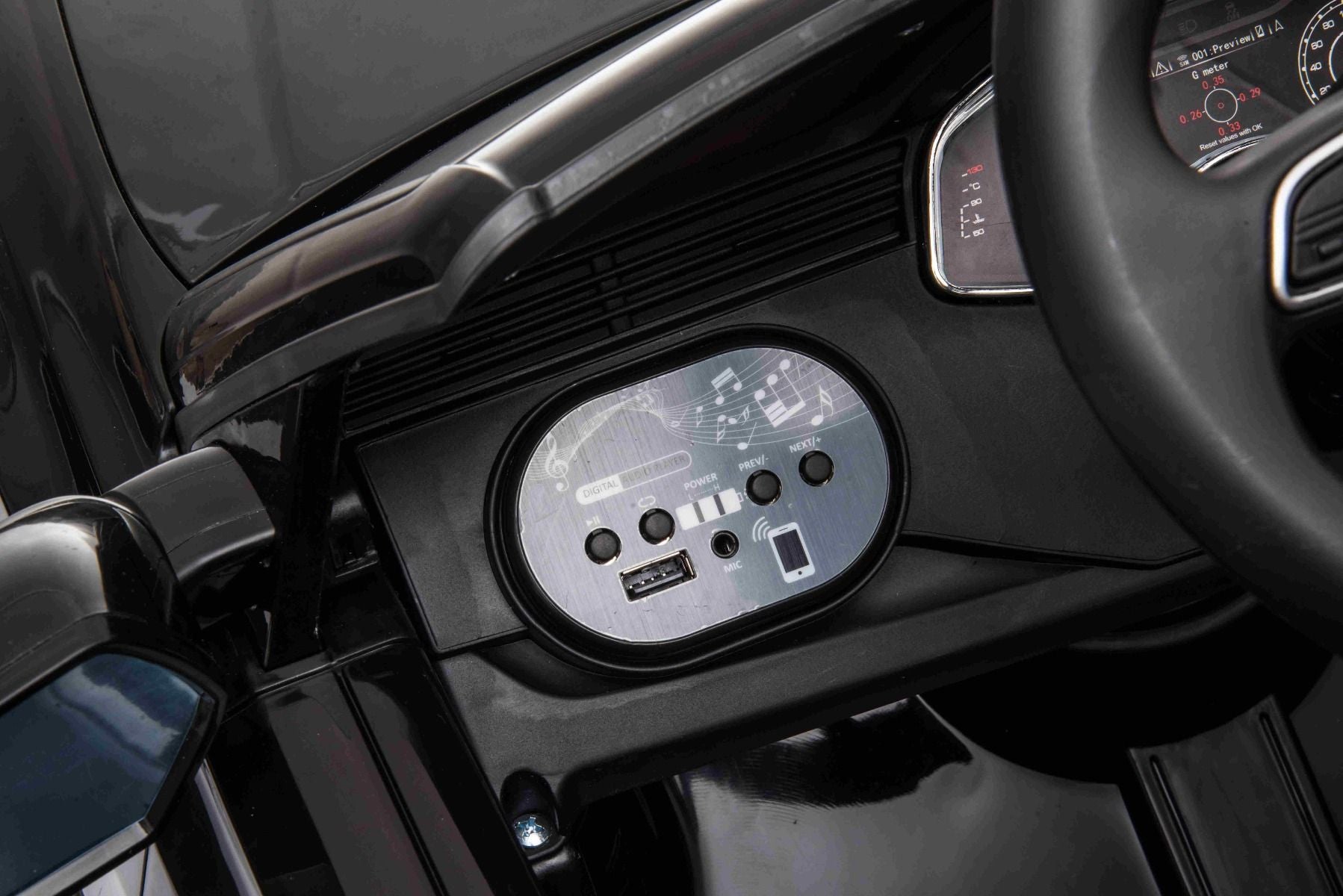 Elektroauto für Kinder Audi RSQ8 rot, USB, Kunstledersitz, 2x 35W Motor, 12V/7Ah-Batterie, 2,4 GHz Fernbedienung, weiche EVA-Räder, LED-Leuchten, Sanftanlauf, ORIGINAL-Lizenz