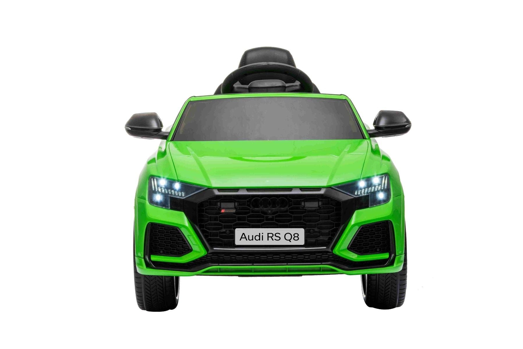 Elektroauto für Kinder Audi RSQ8 grün, USB, Kunstledersitz, 2x 35W Motor, 12V/7Ah-Batterie, 2,4 GHz Fernbedienung, weiche EVA-Räder, LED-Leuchten, Sanftanlauf, ORIGINAL-Lizenz