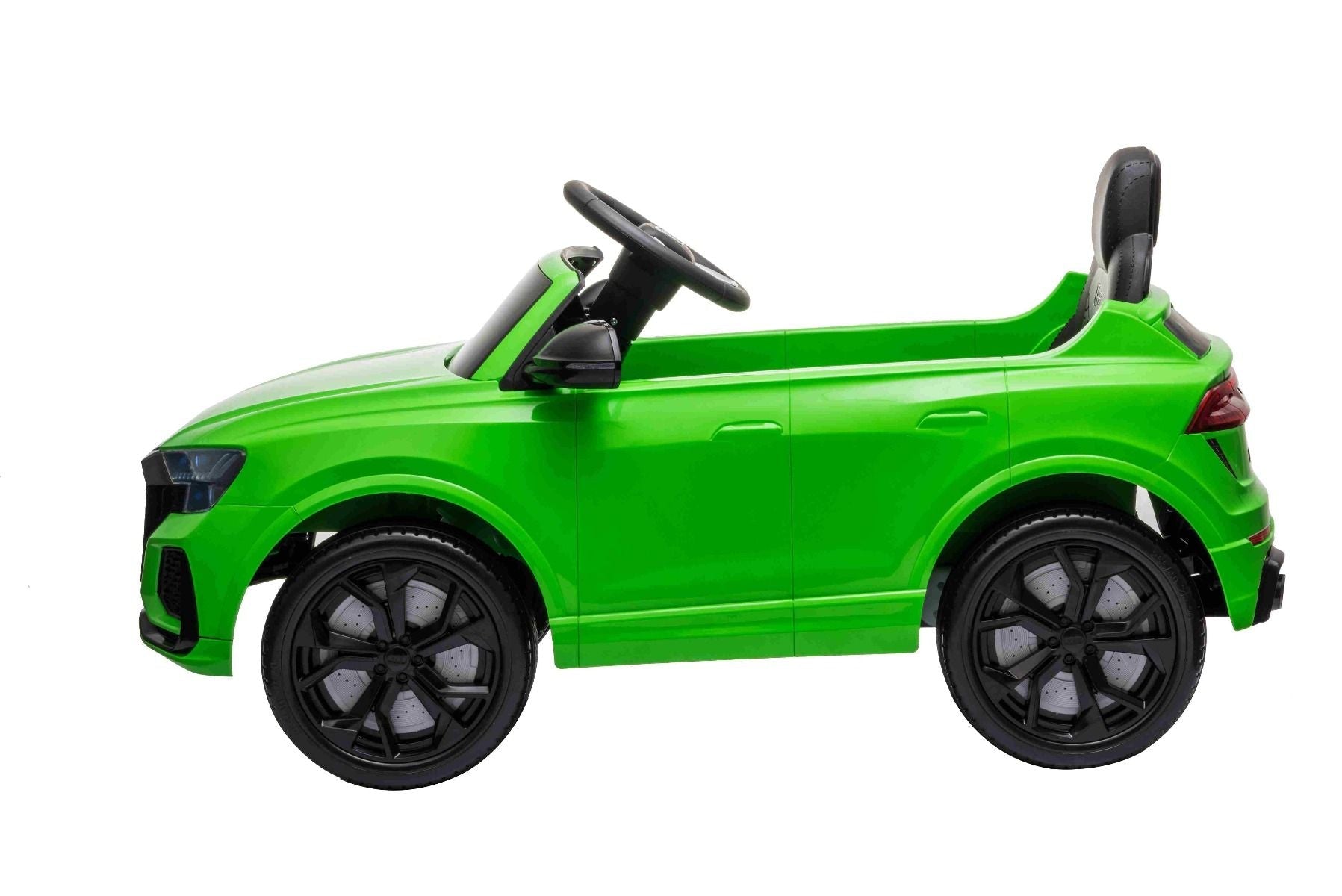 Elektroauto für Kinder Audi RSQ8 grün, USB, Kunstledersitz, 2x 35W Motor, 12V/7Ah-Batterie, 2,4 GHz Fernbedienung, weiche EVA-Räder, LED-Leuchten, Sanftanlauf, ORIGINAL-Lizenz