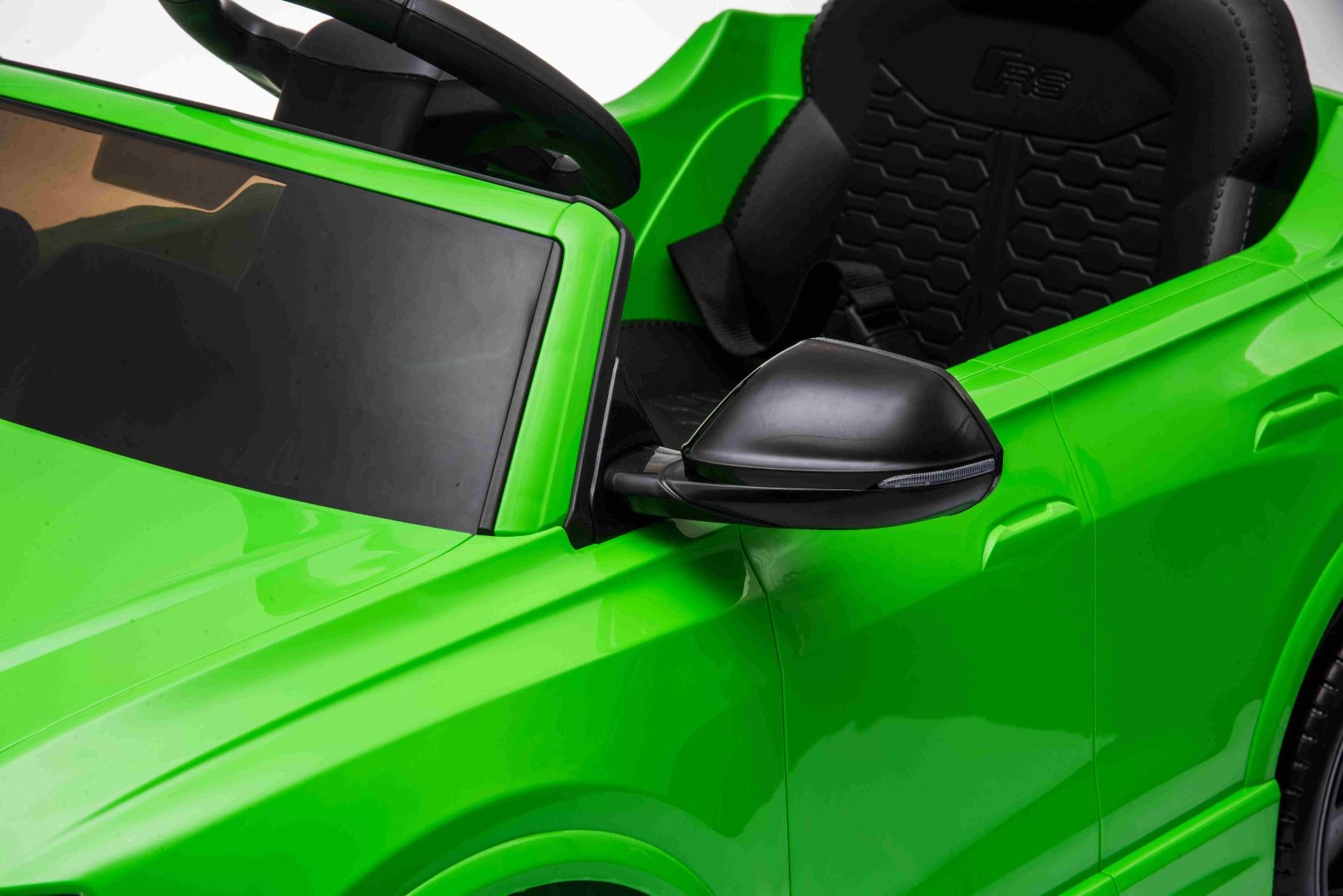 Elektroauto für Kinder Audi RSQ8 grün, USB, Kunstledersitz, 2x 35W Motor, 12V/7Ah-Batterie, 2,4 GHz Fernbedienung, weiche EVA-Räder, LED-Leuchten, Sanftanlauf, ORIGINAL-Lizenz