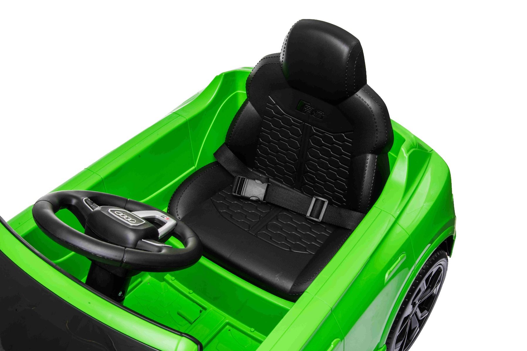 Elektroauto für Kinder Audi RSQ8 grün, USB, Kunstledersitz, 2x 35W Motor, 12V/7Ah-Batterie, 2,4 GHz Fernbedienung, weiche EVA-Räder, LED-Leuchten, Sanftanlauf, ORIGINAL-Lizenz