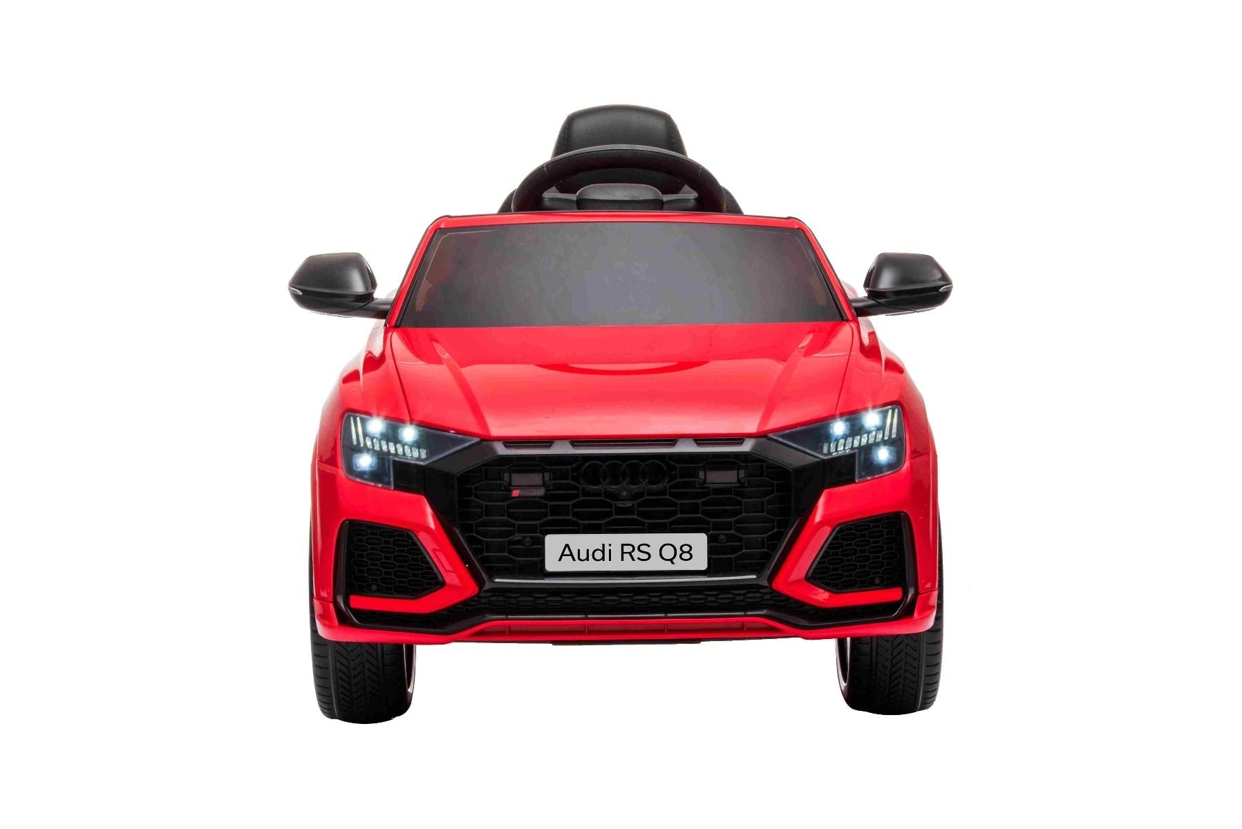Elektroauto für Kinder Audi RSQ8 rot, USB, Kunstledersitz, 2x 35W Motor, 12V/7Ah-Batterie, 2,4 GHz Fernbedienung, weiche EVA-Räder, LED-Leuchten, Sanftanlauf, ORIGINAL-Lizenz