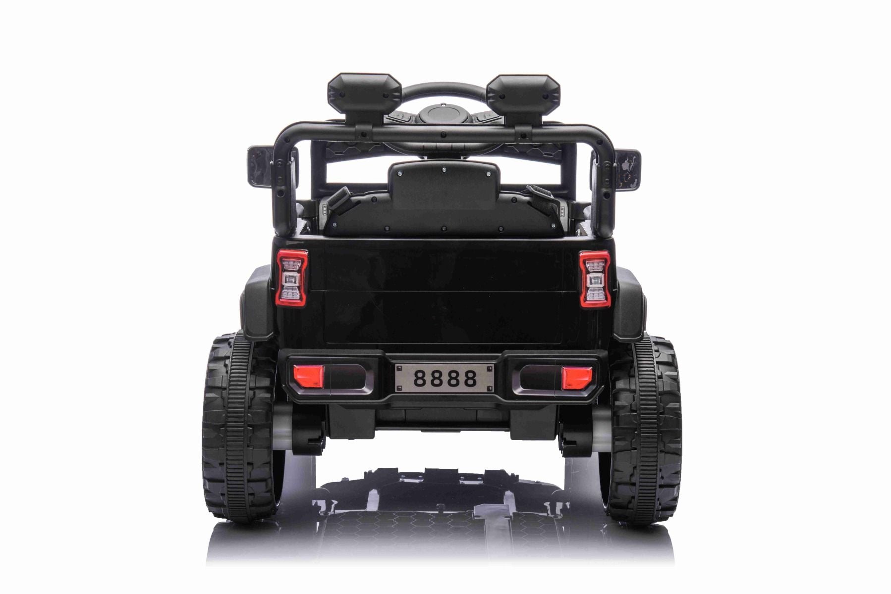 Elektroauto für Kinder OFFROAD NEW mit Hinterradantrieb, schwarz, Lithium-Batterie, hohes Fahrgestell, breiter Sitz, Hinterradfederung, 2,4-GHz-Fernbedienung, LED-Leuchten