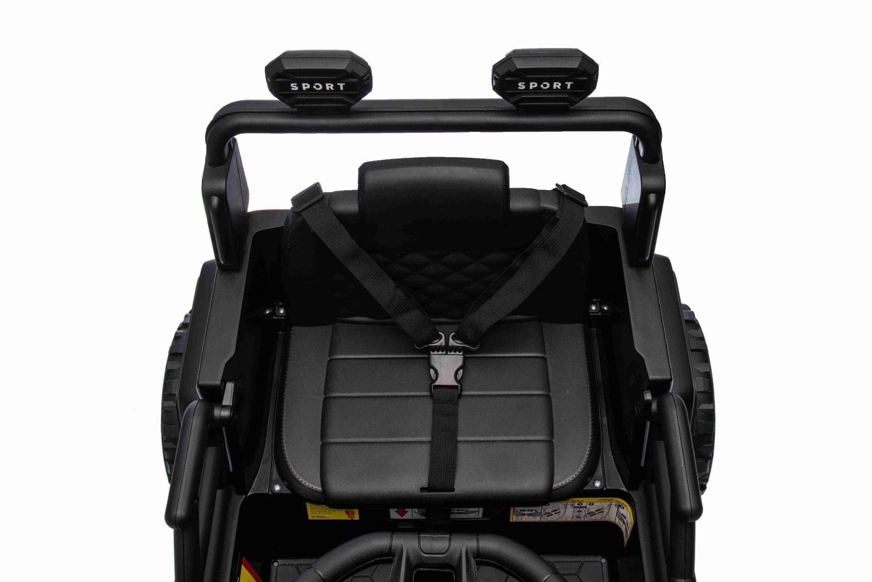 Elektroauto für Kinder OFFROAD NEW mit Hinterradantrieb, weiß, Lithium-Batterie, hohes Fahrgestell, breiter Sitz, Hinterradfederung, 2,4-GHz-Fernbedienung, LED-Leuchten