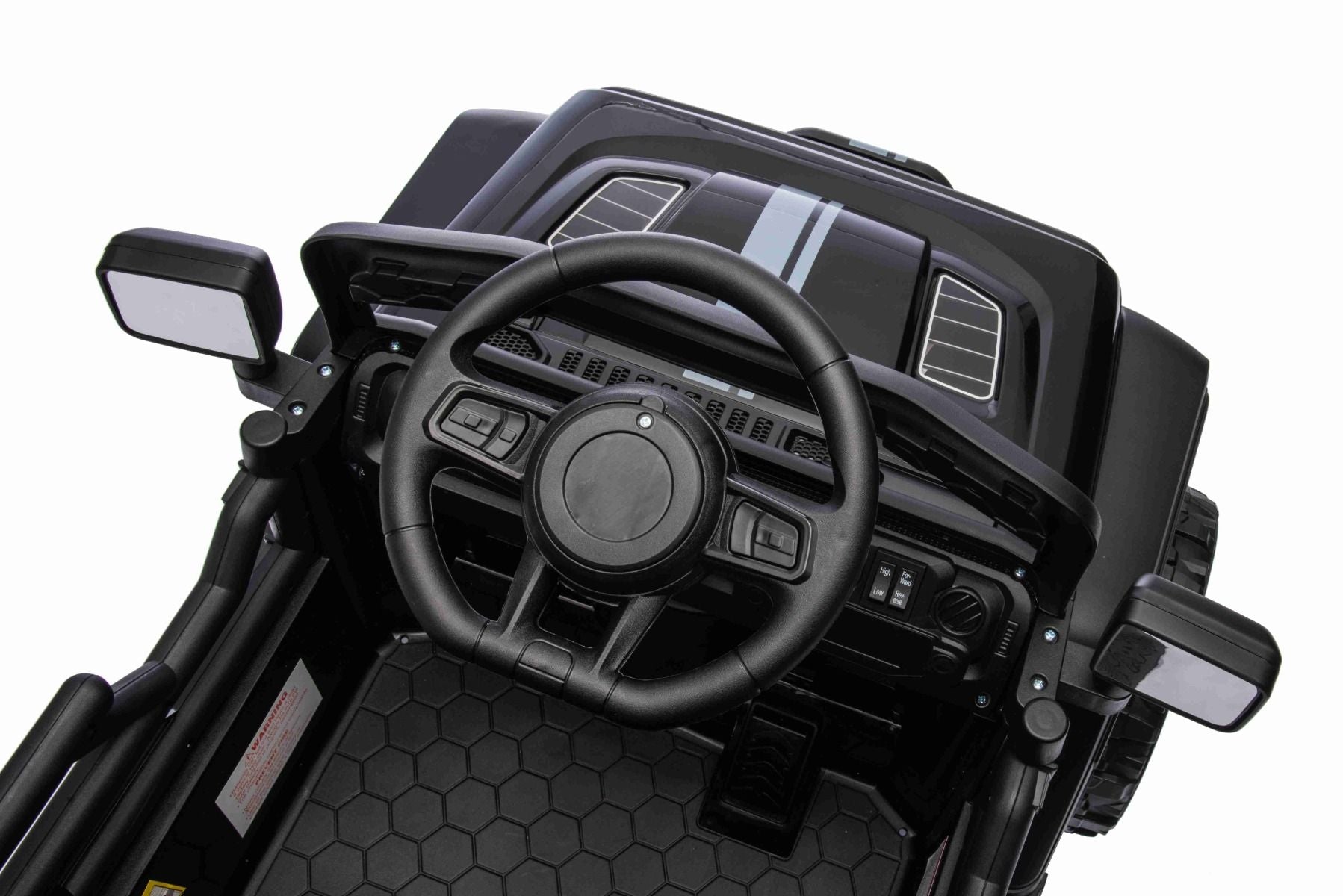 Elektroauto für Kinder OFFROAD NEW mit Hinterradantrieb, schwarz, Lithium-Batterie, hohes Fahrgestell, breiter Sitz, Hinterradfederung, 2,4-GHz-Fernbedienung, LED-Leuchten