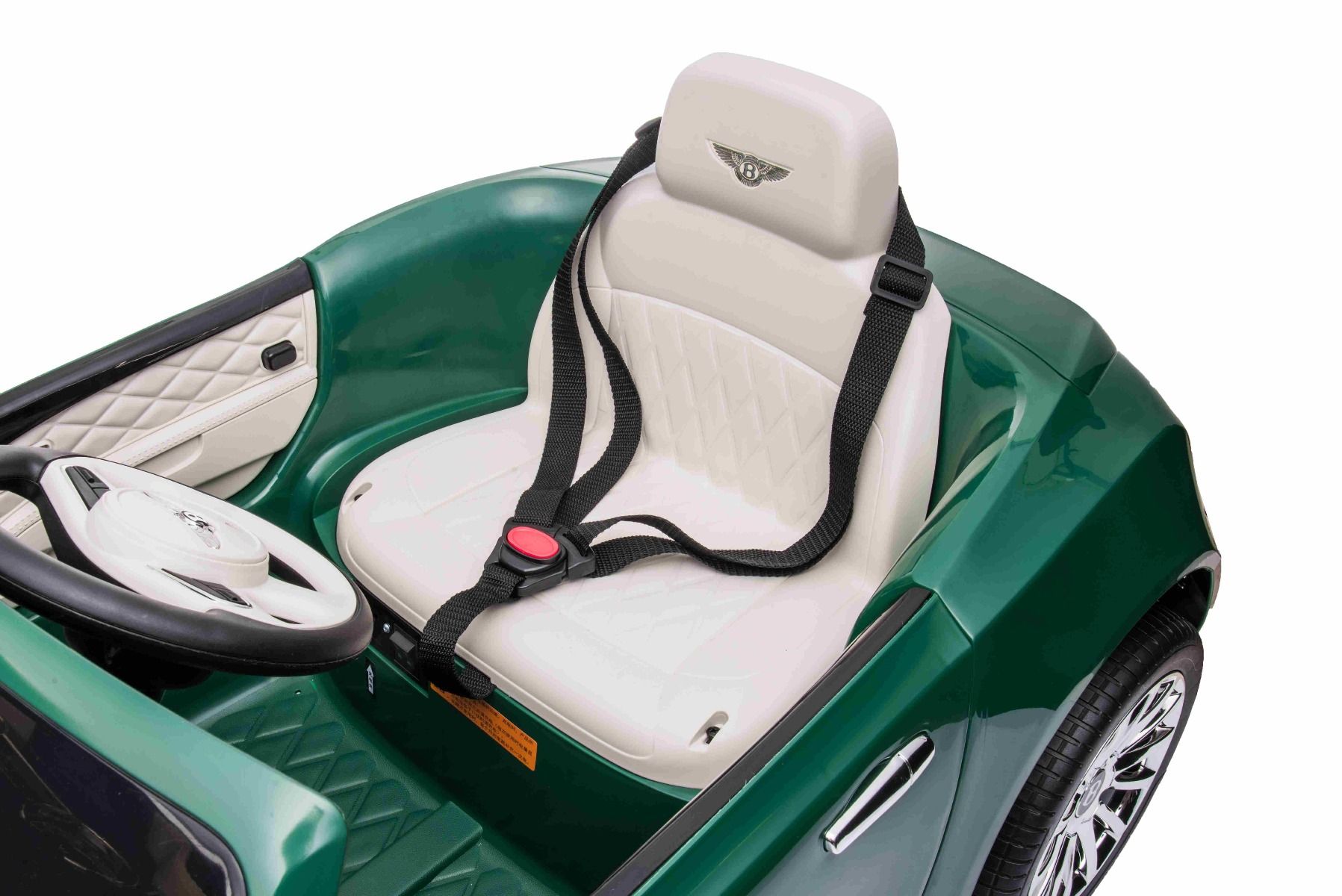Kinder-Elektroauto Bentley Mulsanne, 12V, grün, Kunstledersitz, 2,4 GHz Fernbedienung, Eva-Räder, USB/Aux-Eingang, Bluetooth, Allradfederung, 12V/7Ah Batterie, LED-Leuchten, weiche EVA-Räder, 2 X 35W Motor, ORIGINAL-Lizenz