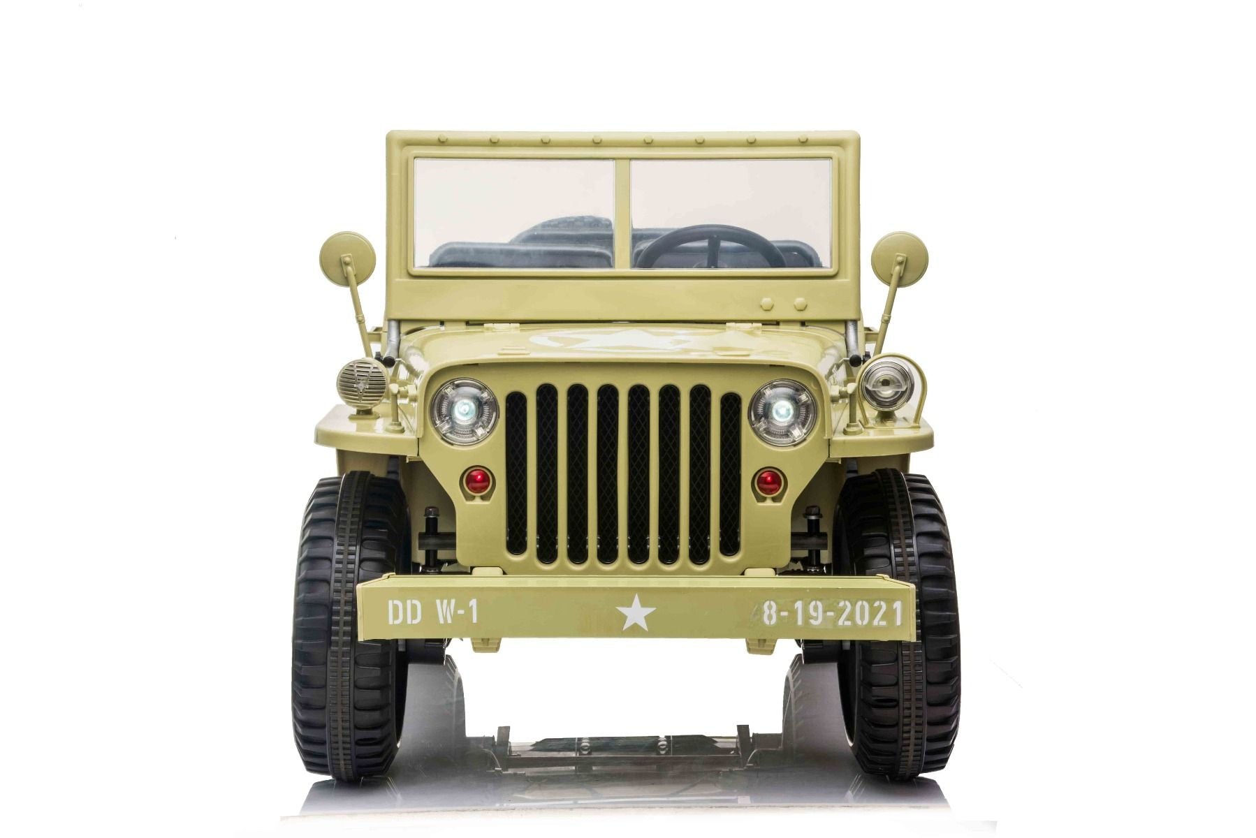 RIRICAR 4x4 Kinder Elektroauto 12V USA Army, 3 sitzer, Elektroauto für Kinder mit 2,4GHz Fernbedienung, MP3/USB/SD, Elektrofahrzeug Kinder ab 3-8 Jahre