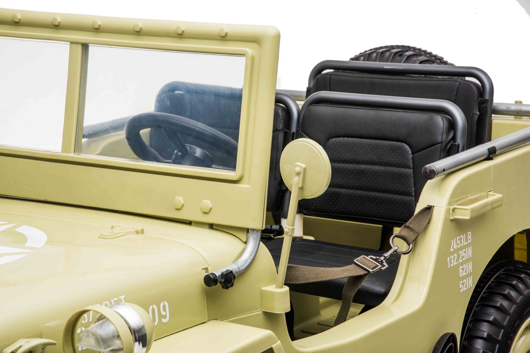 RIRICAR 4x4 Kinder Elektroauto 12V USA Army, 3 sitzer, Elektroauto für Kinder mit 2,4GHz Fernbedienung, MP3/USB/SD, Elektrofahrzeug Kinder ab 3-8 Jahre