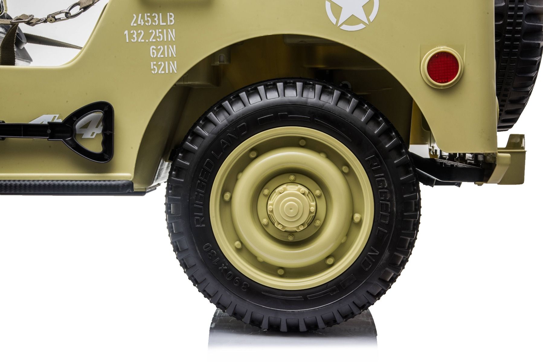 RIRICAR 4x4 Kinder Elektroauto 12V USA Army, 3 sitzer, Elektroauto für Kinder mit 2,4GHz Fernbedienung, MP3/USB/SD, Elektrofahrzeug Kinder ab 3-8 Jahre