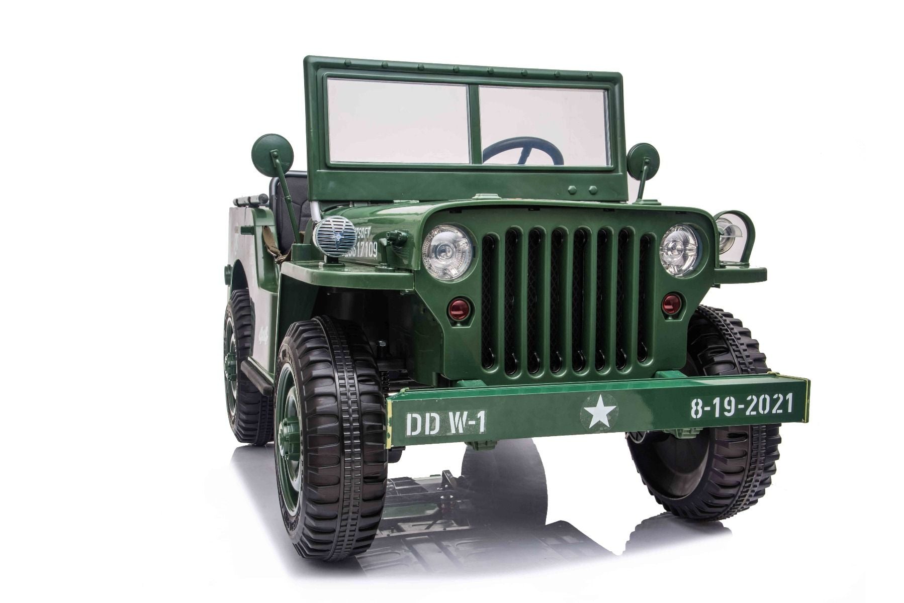 RIRICAR 4x4 Kinder Elektroauto 12V USA Army, 3 sitzer, Elektroauto für Kinder mit 2,4GHz Fernbedienung, MP3/USB/SD, Elektrofahrzeug Kinder ab 3-8 Jahre