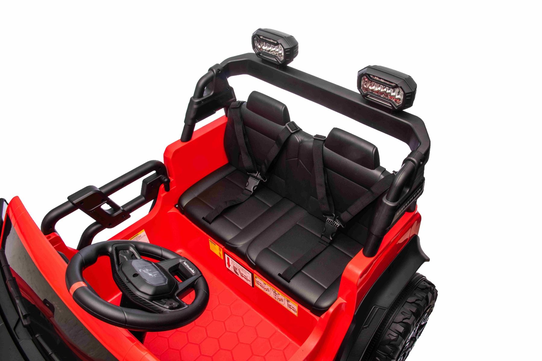 Ford Bronco XL Elektro-Kinderauto mit Hinterradantrieb, lizenziert (Zweisitzer), RosaWeiß, Lithiumbatterie, hohe Federung, zwei Sitze, gefederte Hinterachse, 2,4-GHz-Fernbedienung, MP3-Player mit USB-Eingang, LED-Leuchten