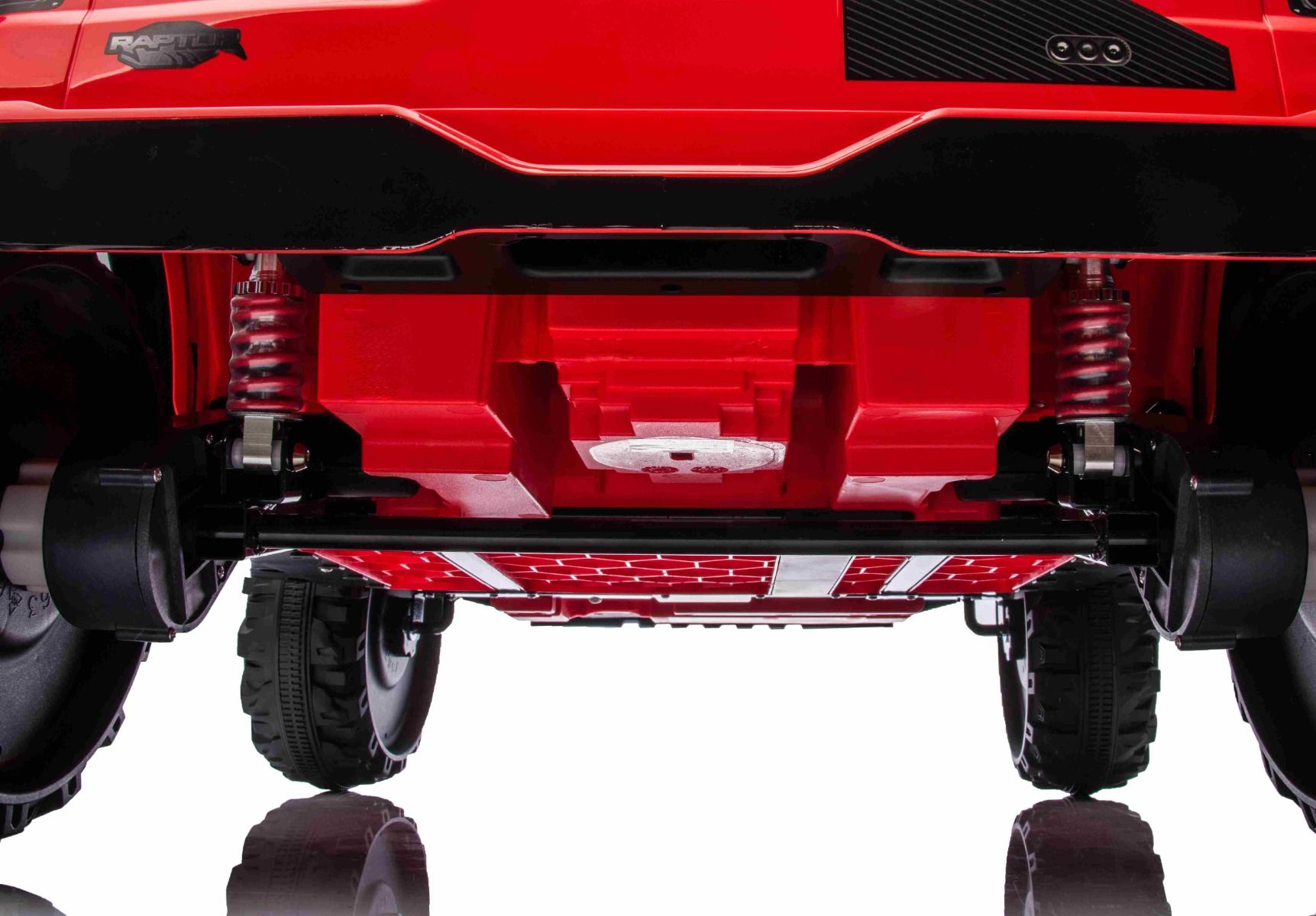 Ford Bronco XL Elektro-Kinderauto mit Hinterradantrieb, lizenziert (Zweisitzer), Rot, Lithiumbatterie, hohe Federung, zwei Sitze, gefederte Hinterachse, 2,4-GHz-Fernbedienung, MP3-Player mit USB-Eingang, LED-Leuchten