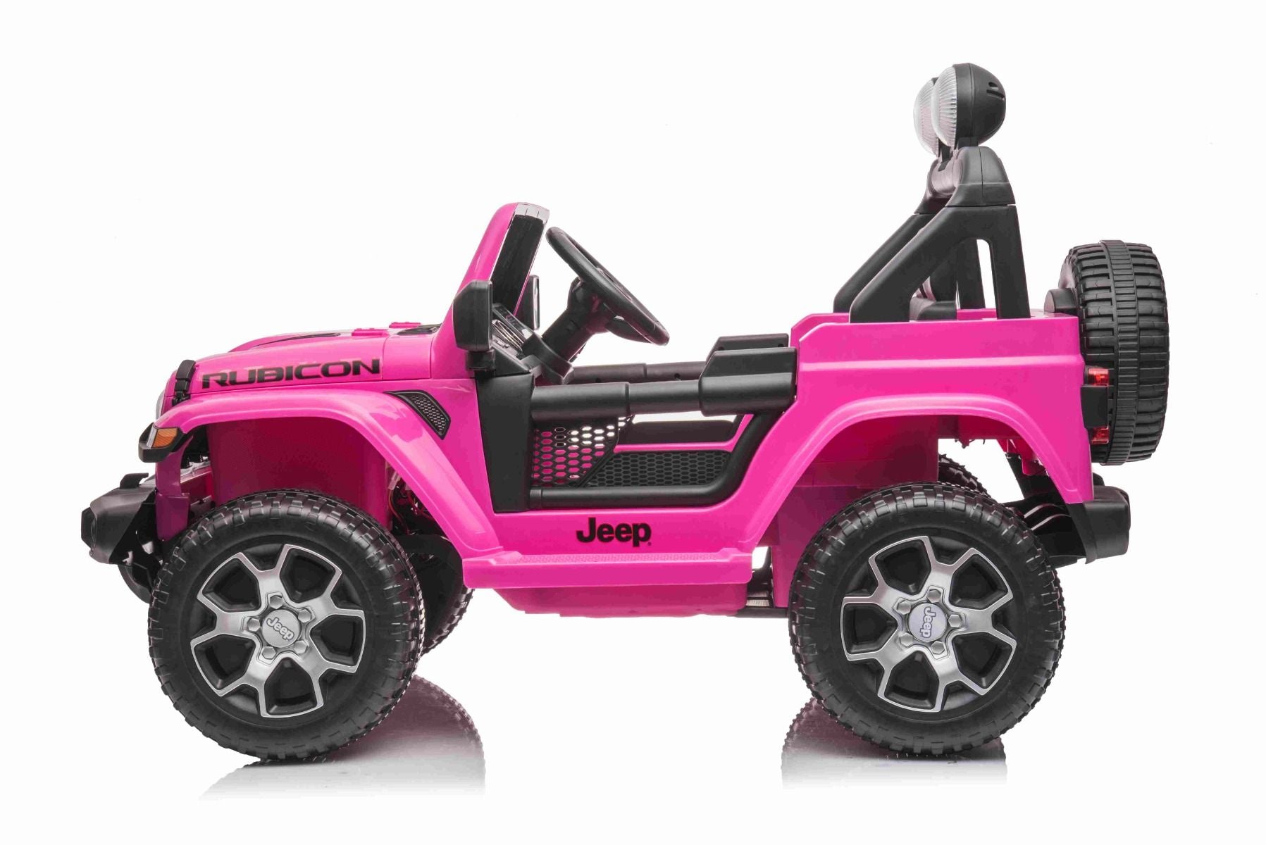 RIRICAR Elektroauto für Kinder 12V Jeep Wrangler, Rosa, kinder elektroauto 2 sitzer mit 2,4-GHz-Fernbedienung, Radio mit Bluetooth- und USB-Eingang, Lithium-Akku, Eva-Räder, elektrofahrzeug kinder ab 3-8 jahre