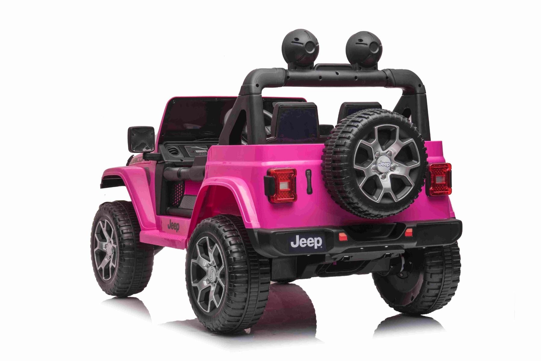 RIRICAR Elektroauto für Kinder 12V Jeep Wrangler, Rosa, kinder elektroauto 2 sitzer mit 2,4-GHz-Fernbedienung, Radio mit Bluetooth- und USB-Eingang, Lithium-Akku, Eva-Räder, elektrofahrzeug kinder ab 3-8 jahre