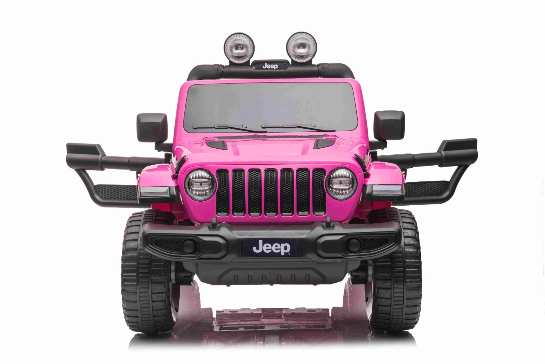 RIRICAR Elektroauto für Kinder 12V Jeep Wrangler, Rosa, kinder elektroauto 2 sitzer mit 2,4-GHz-Fernbedienung, Radio mit Bluetooth- und USB-Eingang, Lithium-Akku, Eva-Räder, elektrofahrzeug kinder ab 3-8 jahre