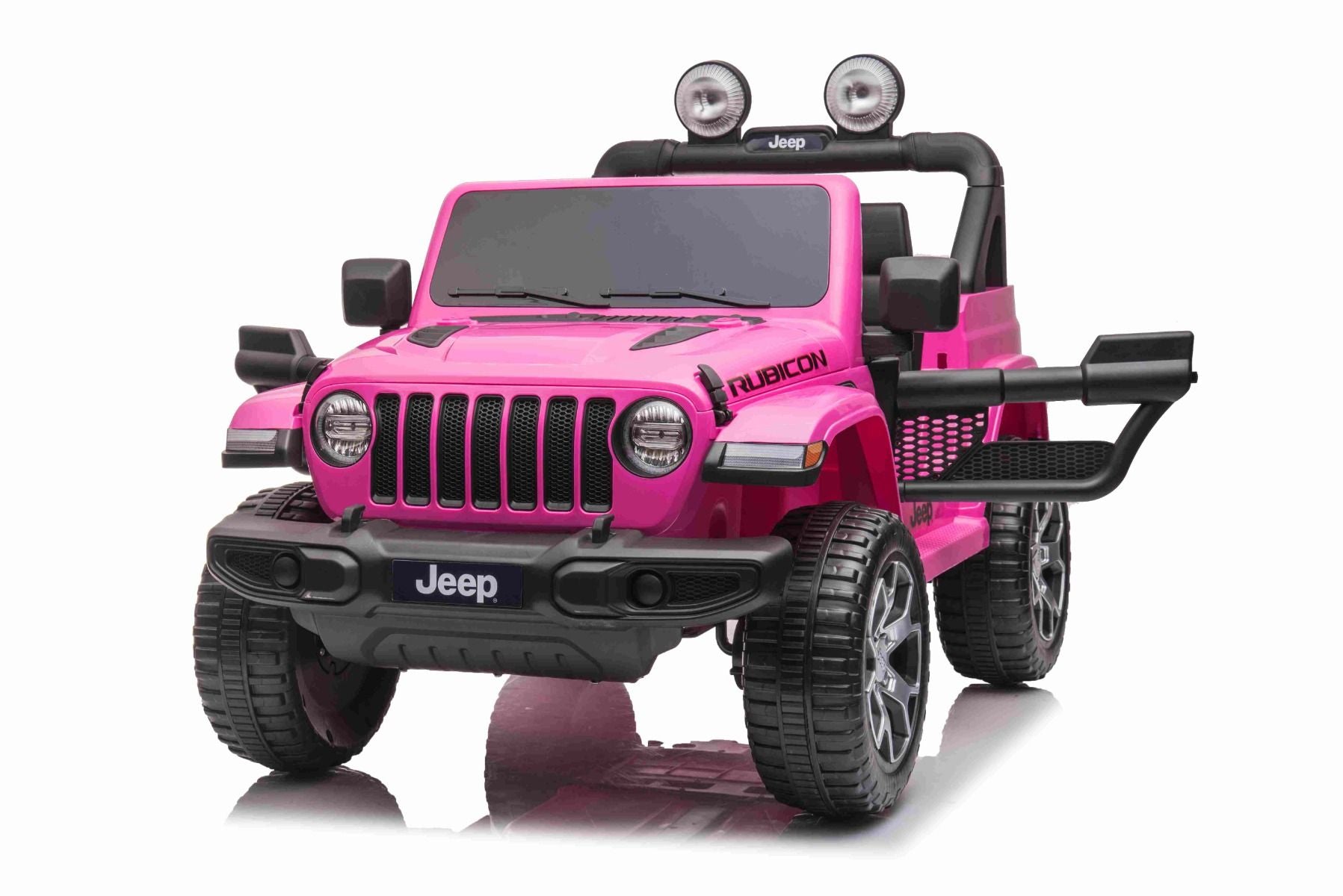 RIRICAR Elektroauto für Kinder 12V Jeep Wrangler, Rosa, kinder elektroauto 2 sitzer mit 2,4-GHz-Fernbedienung, Radio mit Bluetooth- und USB-Eingang, Lithium-Akku, Eva-Räder, elektrofahrzeug kinder ab 3-8 jahre