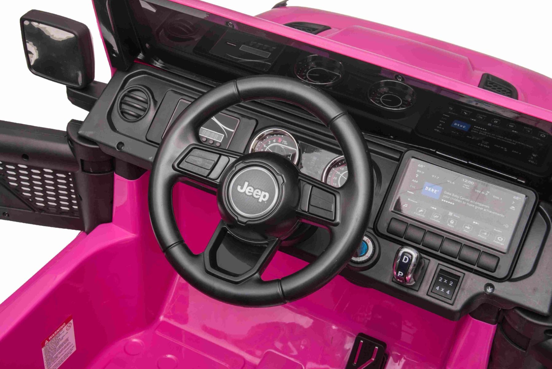 RIRICAR Elektroauto für Kinder 12V Jeep Wrangler, Rosa, kinder elektroauto 2 sitzer mit 2,4-GHz-Fernbedienung, Radio mit Bluetooth- und USB-Eingang, Lithium-Akku, Eva-Räder, elektrofahrzeug kinder ab 3-8 jahre