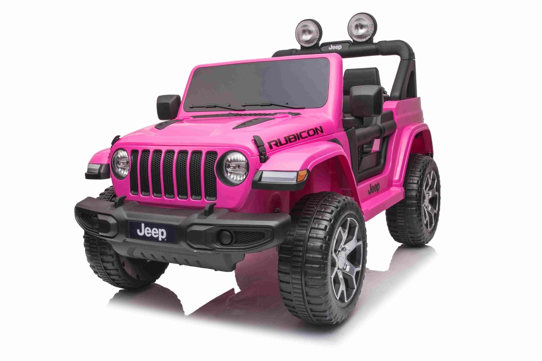 RIRICAR Elektroauto für Kinder 12V Jeep Wrangler, Rosa, kinder elektroauto 2 sitzer mit 2,4-GHz-Fernbedienung, Radio mit Bluetooth- und USB-Eingang, Lithium-Akku, Eva-Räder, elektrofahrzeug kinder ab 3-8 jahre