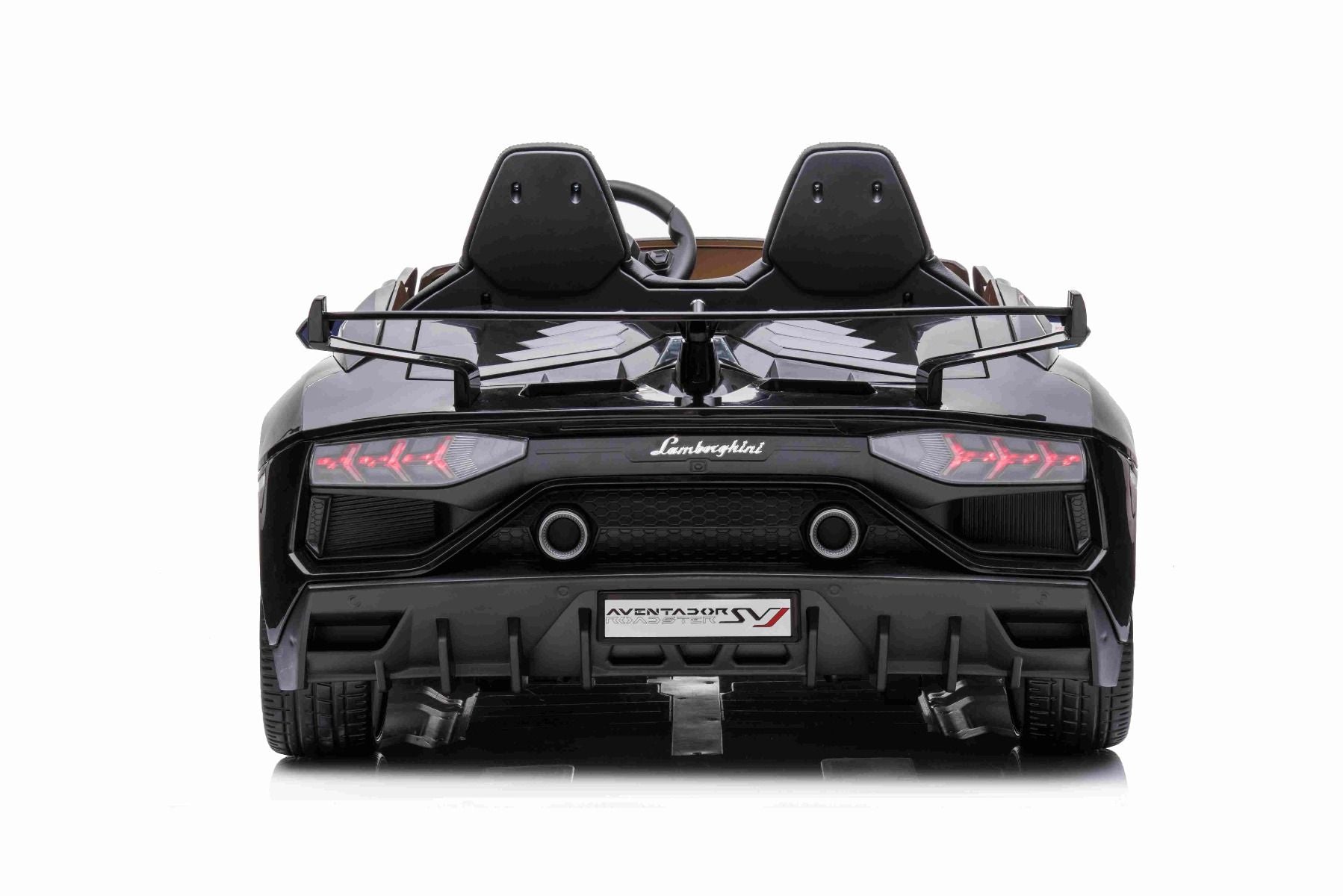 Elektroauto für Kinder Lamborghini Aventador 24V für zwei Benutzer, schwarz lackiert, MP4-Player, vertikal öffnende Türen, 2x45W Motor, 24V Batterie, 2,4 GHz Fernbedienung, weiche EVA-Räder, Federung, Sanftanlauf, originale Lizenz