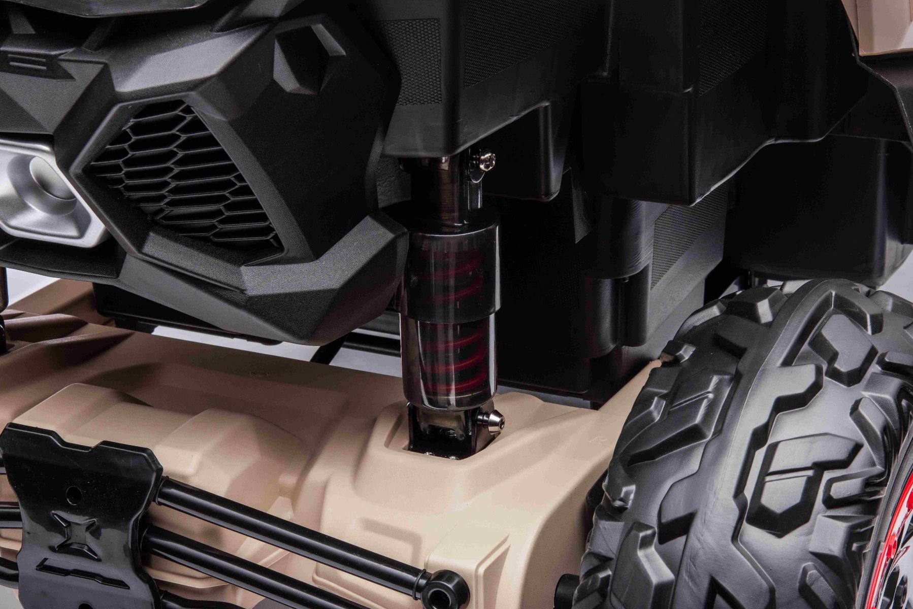 Elektro-Aufsitzauto Can-am Maverick, schwarz, Zweisitzer, Vorder- und Hinterradfederung, 2,4-GHz-Fernbedienung, tragbarer Akku, 4 x 35-W-Motoren, EVA-Räder, verstellbarer Fahrersitz, MP3-Player mit USB/SD-Eingang, lizenziert