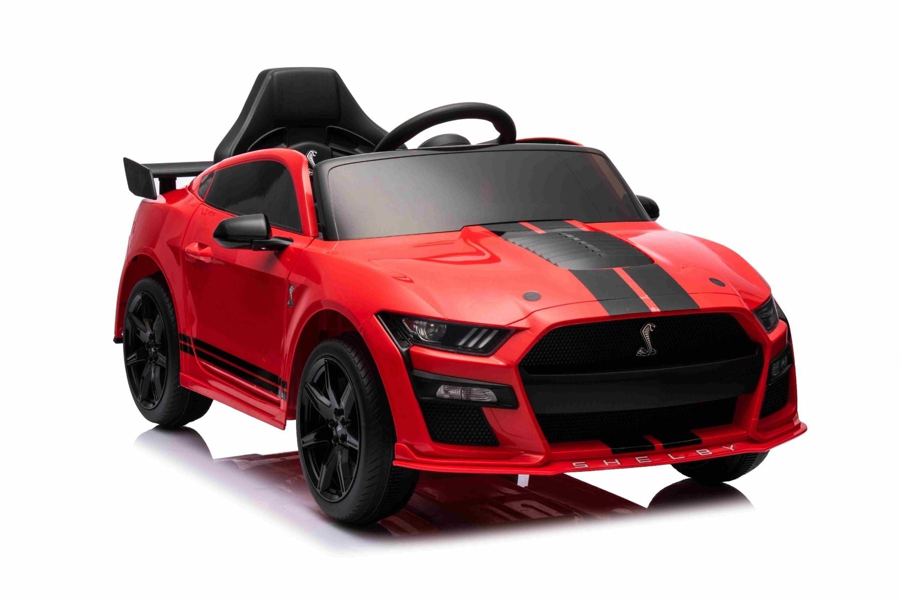Ford Shelby Mustang GT 500 Cobra Elektro-Rutschauto, Rot, 2,4-GHz-Fernbedienung, USB-Eingang, LED-Leuchten, 2 x 30-W-Motor, ORIGINAL-Lizenz