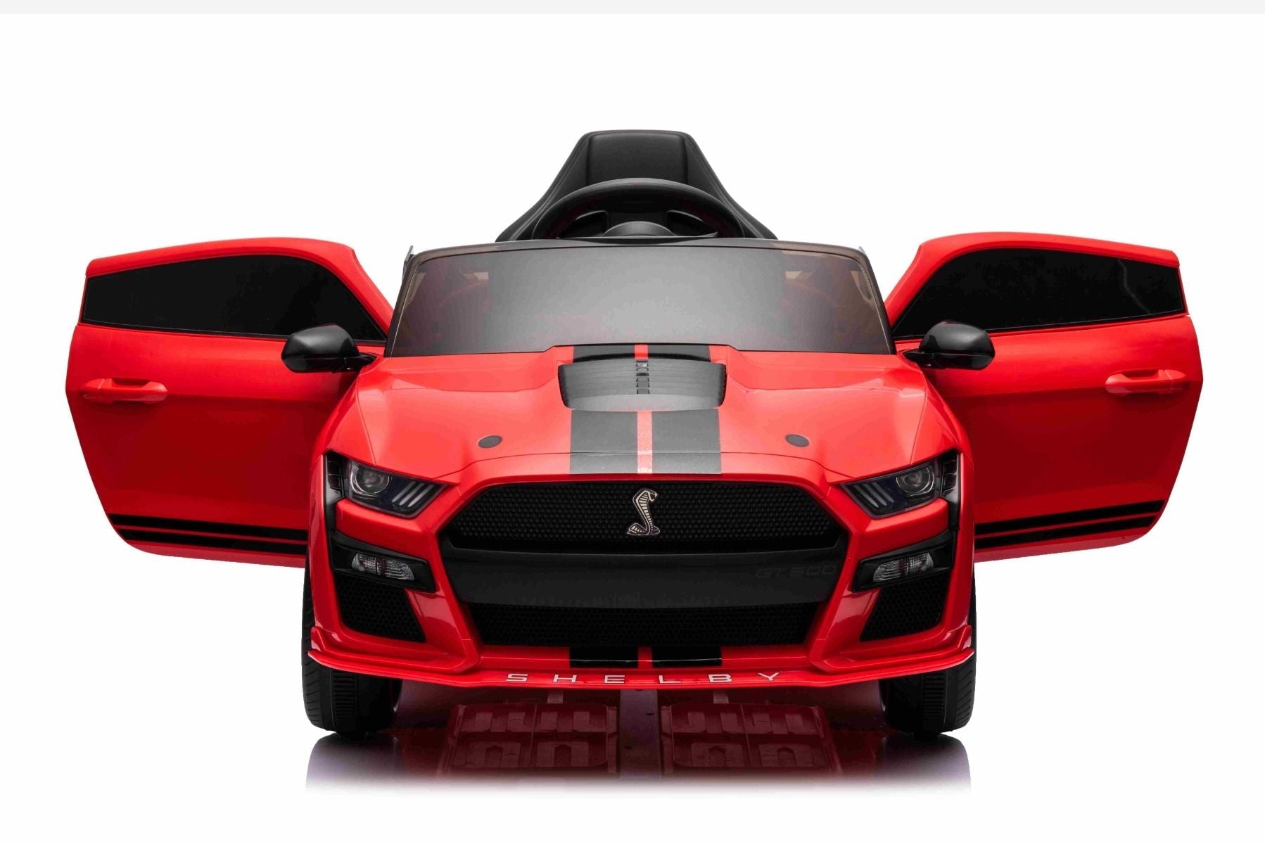 Ford Shelby Mustang GT 500 Cobra Elektro-Rutschauto, Rot, 2,4-GHz-Fernbedienung, USB-Eingang, LED-Leuchten, 2 x 30-W-Motor, ORIGINAL-Lizenz