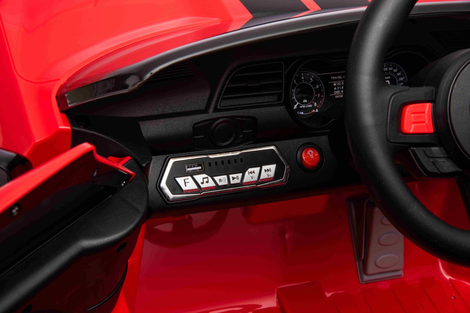 Ford Shelby Mustang GT 500 Cobra Elektro-Rutschauto, Rot, 2,4-GHz-Fernbedienung, USB-Eingang, LED-Leuchten, 2 x 30-W-Motor, ORIGINAL-Lizenz