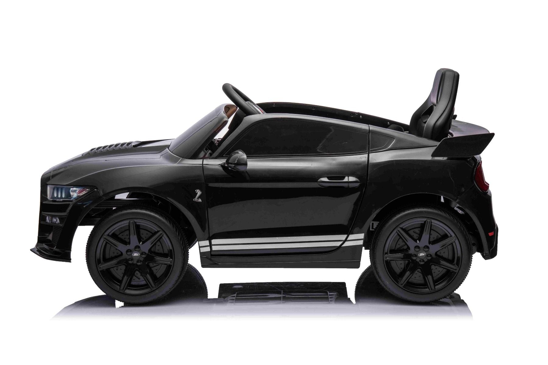 Ford Shelby Mustang GT 500 Cobra Elektro-Rutschauto, Schwarz, 2,4-GHz-Fernbedienung, USB-Eingang, LED-Leuchten, 2 x 30-W-Motor, ORIGINAL-Lizenz