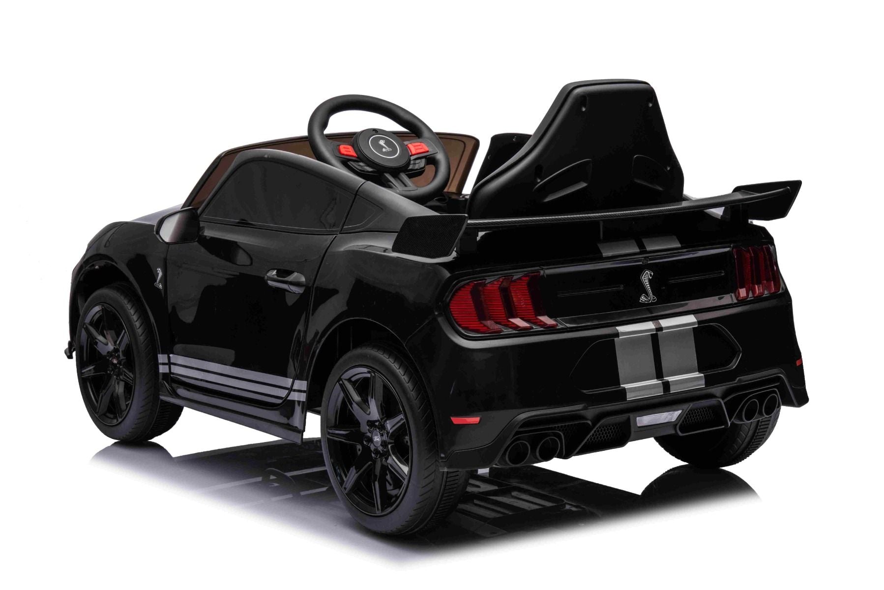 Ford Shelby Mustang GT 500 Cobra Elektro-Rutschauto, Schwarz, 2,4-GHz-Fernbedienung, USB-Eingang, LED-Leuchten, 2 x 30-W-Motor, ORIGINAL-Lizenz