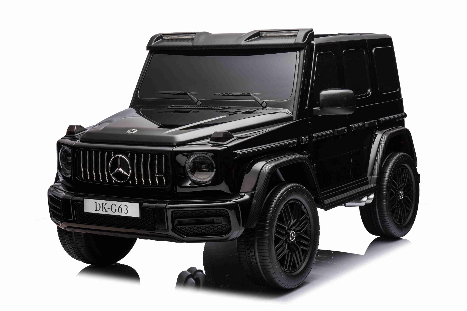 4x4² Kinder Elektroauto 12V 2 sitzer Mercedes-Benz G63 AMG , schwarz, MP3-Player mit USB/AUX-Eingang, 4x4-Antrieb, Batterie 12V14Ah, gefederte EVA-Räder, Kunstledersitze, Fernbedienung, Lizenziert