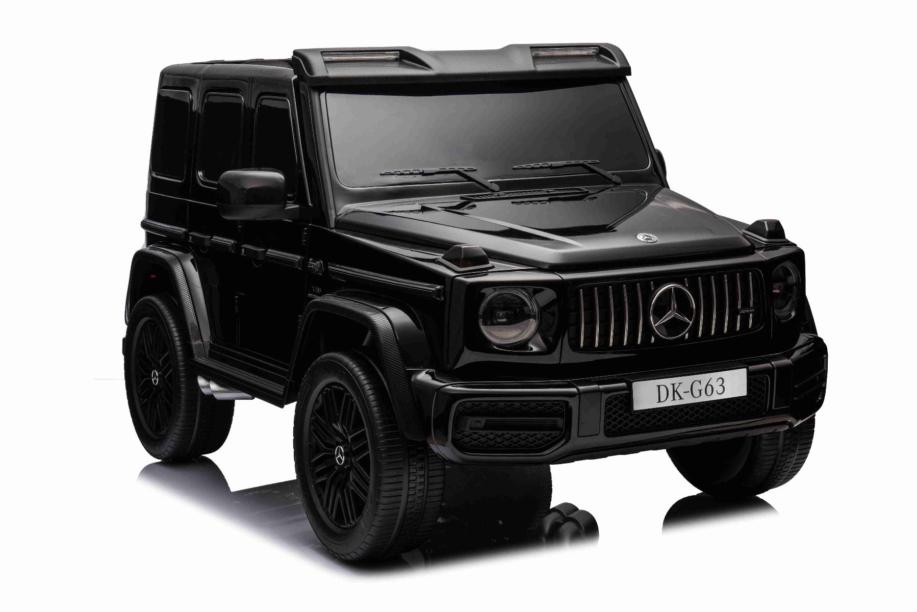 4x4² Kinder Elektroauto 12V 2 sitzer Mercedes-Benz G63 AMG , schwarz, MP3-Player mit USB/AUX-Eingang, 4x4-Antrieb, Batterie 12V14Ah, gefederte EVA-Räder, Kunstledersitze, Fernbedienung, Lizenziert